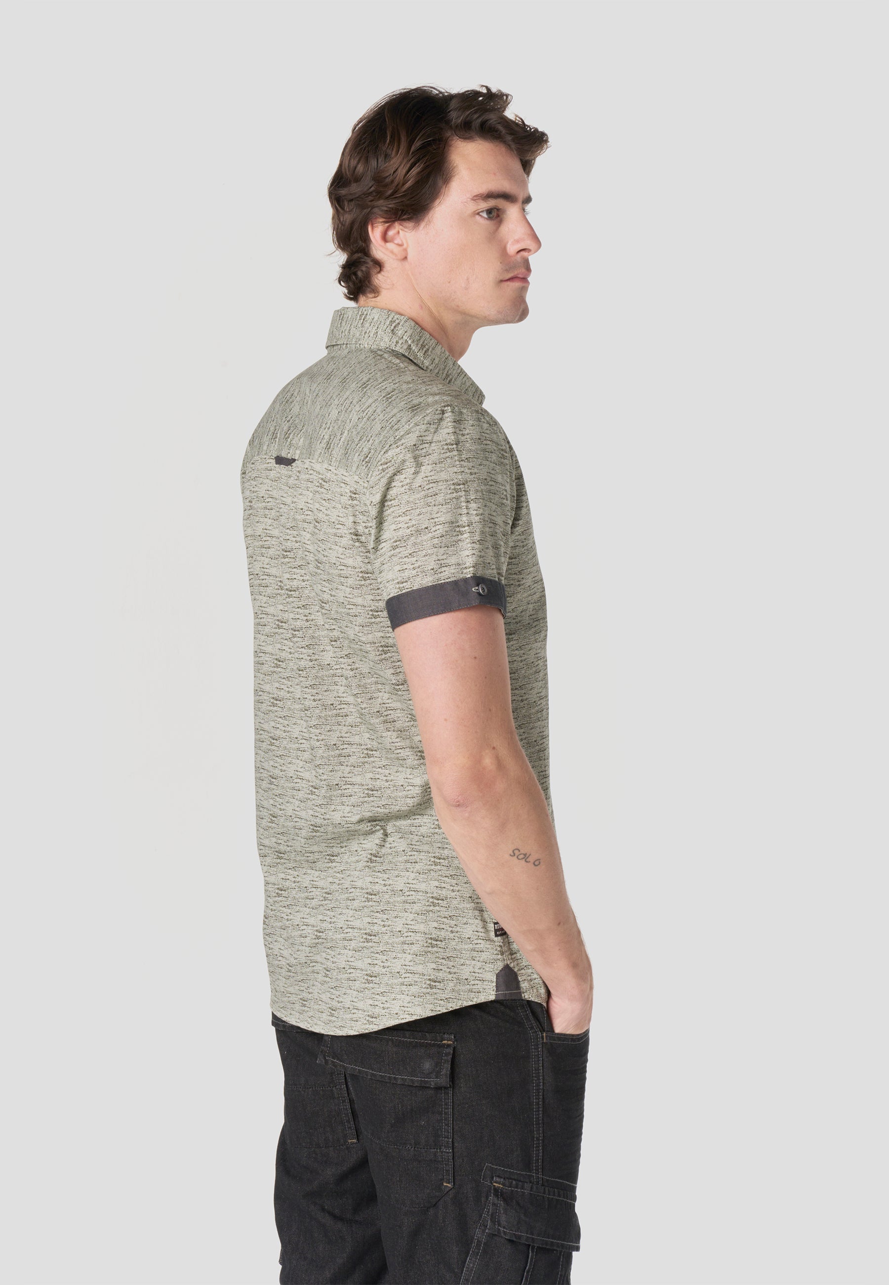 Camisa Hombre Manga Corta Popelín Algodón Bolsillo – Koroshi 2611CC31