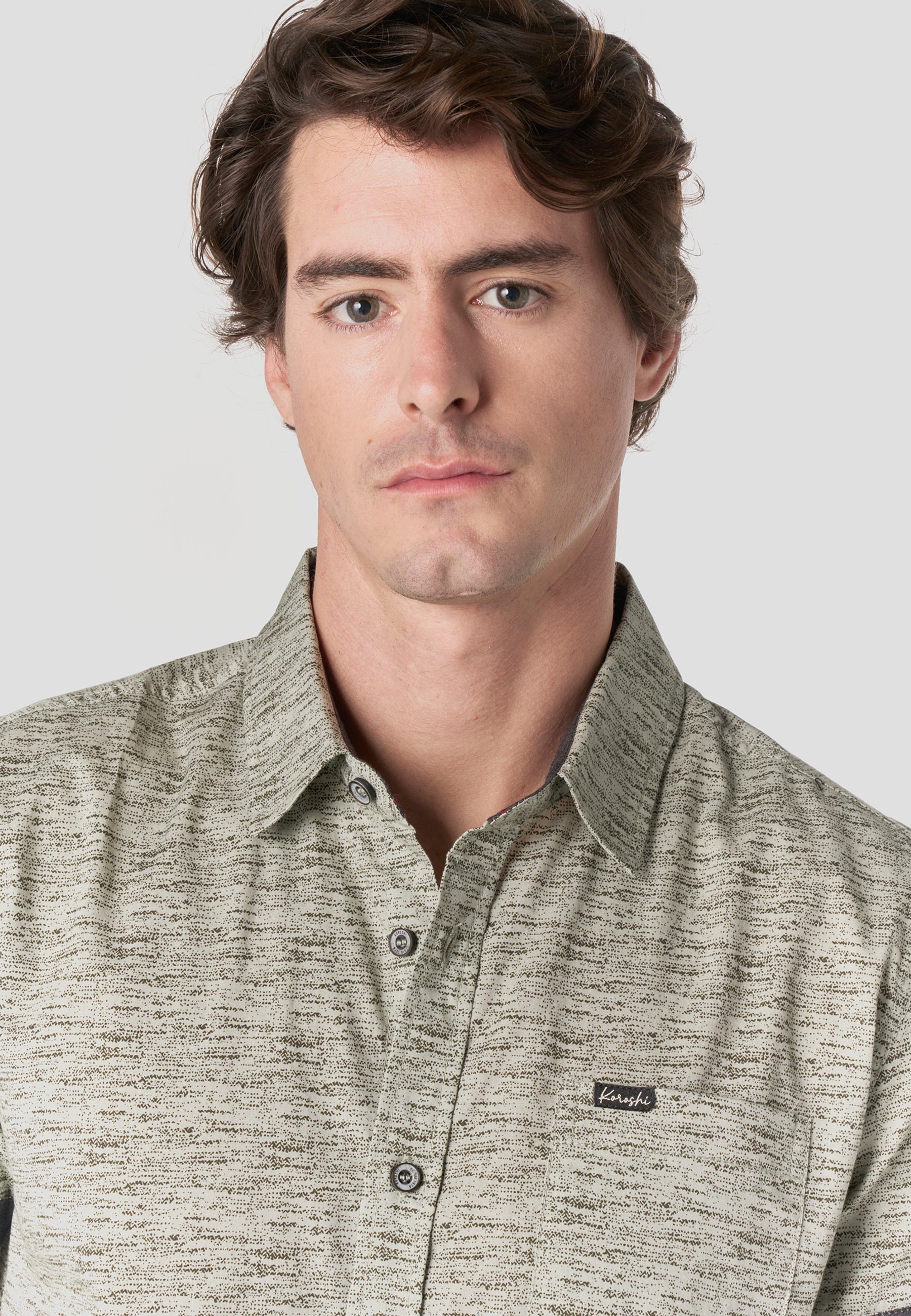 Camisa Hombre Manga Corta Popelín Algodón Bolsillo – Koroshi 2611CC31