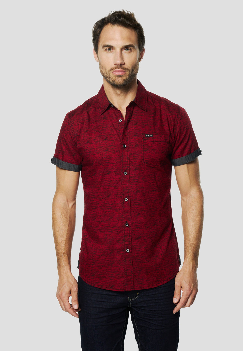 Camisa Hombre Manga Corta Popelín Algodón Bolsillo – Koroshi 2611CC31