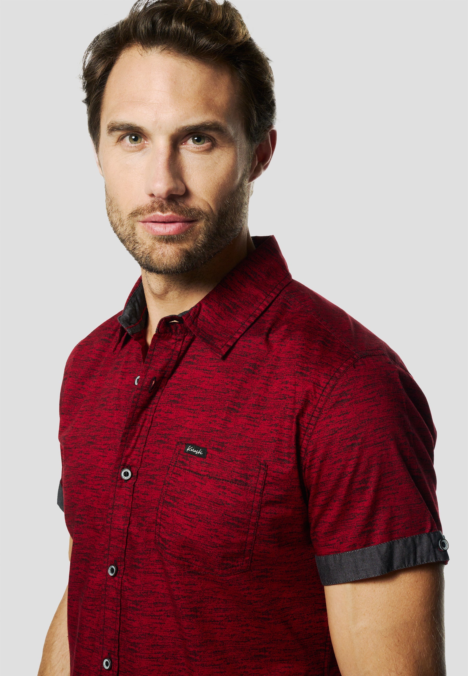 Camisa Hombre Manga Corta Popelín Algodón Bolsillo – Koroshi 2611CC31
