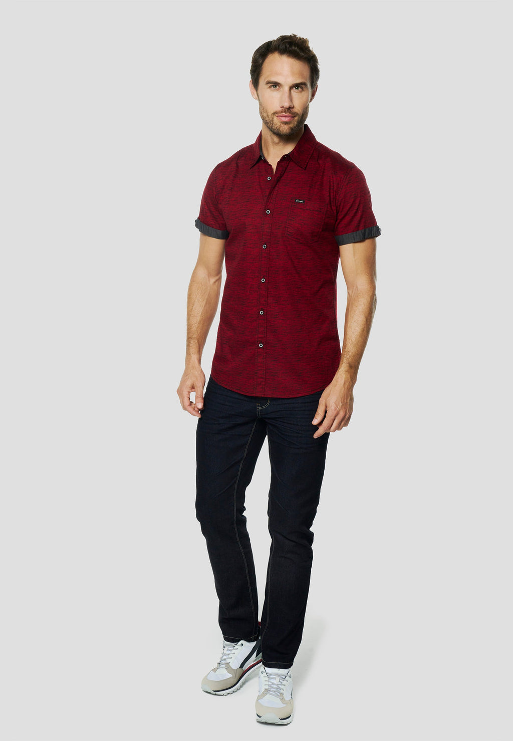Camisa Hombre Manga Corta Popelín Algodón Bolsillo – Koroshi 2611CC31