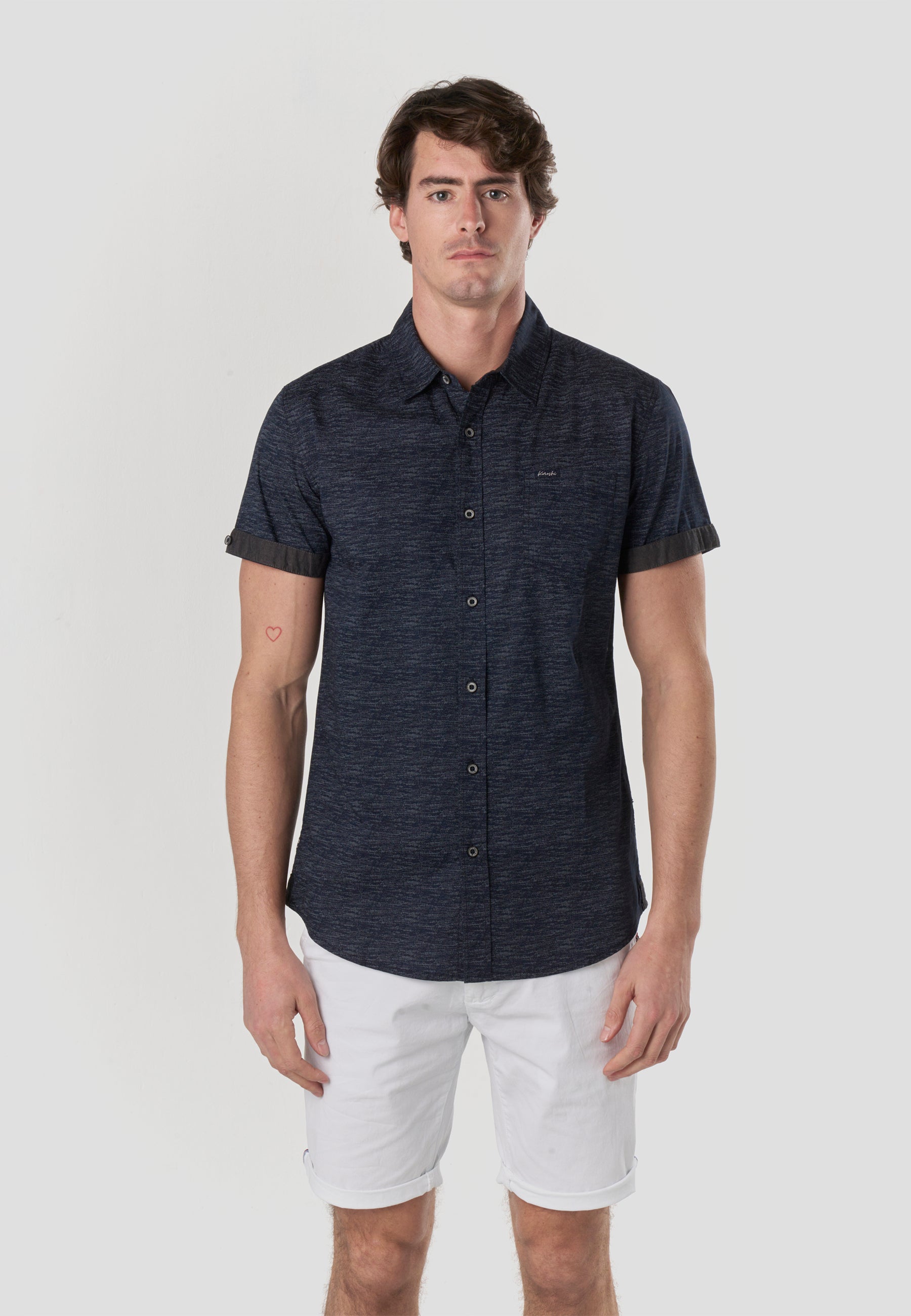 Camisa Hombre Manga Corta Popelín Algodón Bolsillo – Koroshi 2611CC31