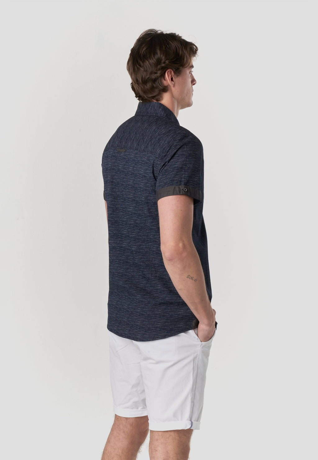 Camisa Hombre Manga Corta Popelín Algodón Bolsillo – Koroshi 2611CC31