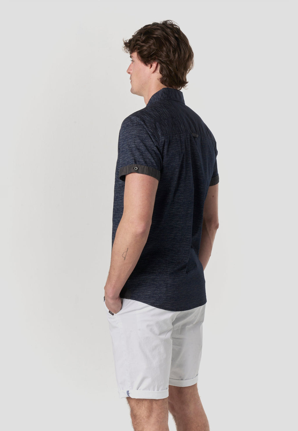 Camisa Hombre Manga Corta Popelín Algodón Bolsillo – Koroshi 2611CC31