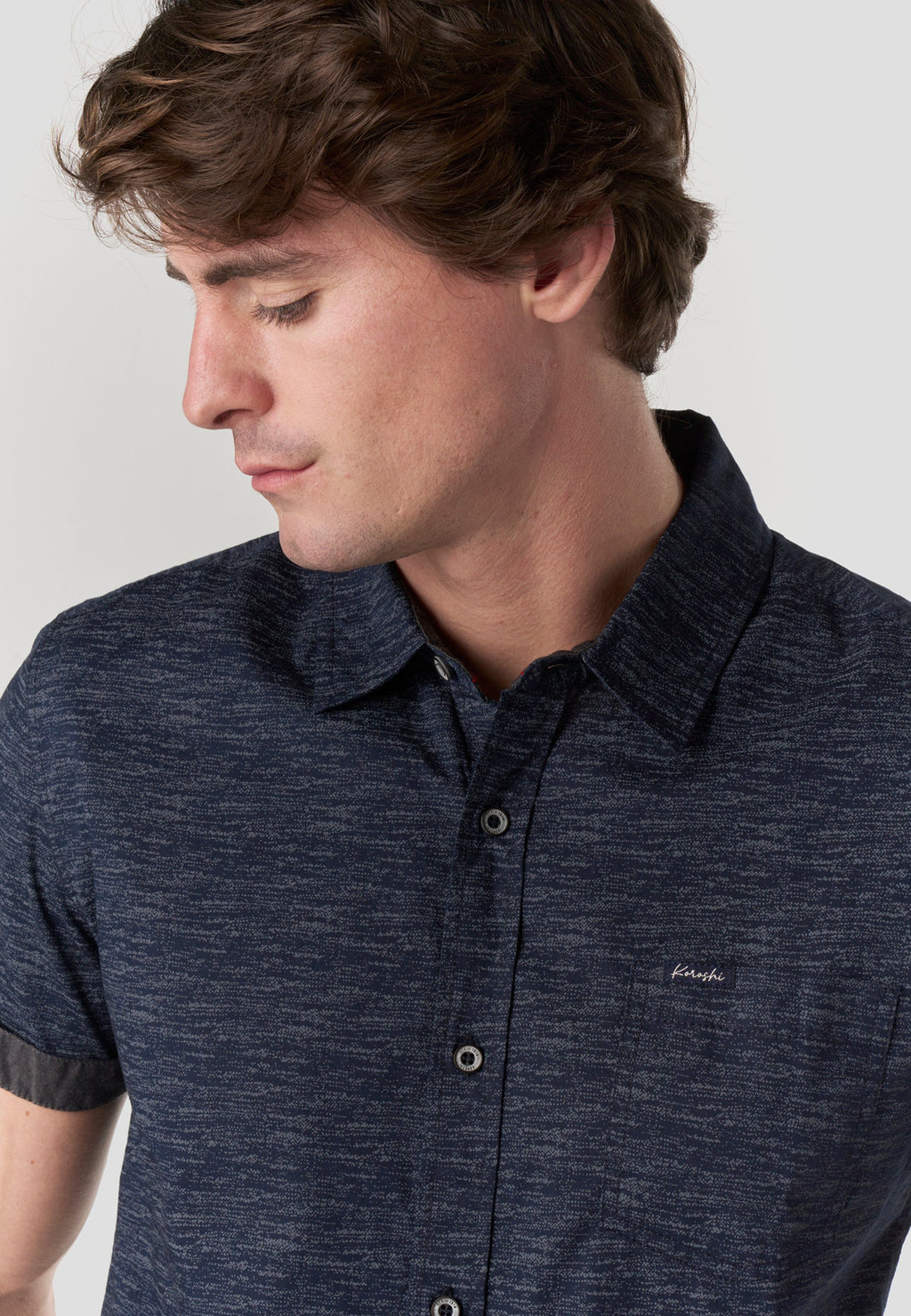 Camisa Hombre Manga Corta Popelín Algodón Bolsillo – Koroshi 2611CC31