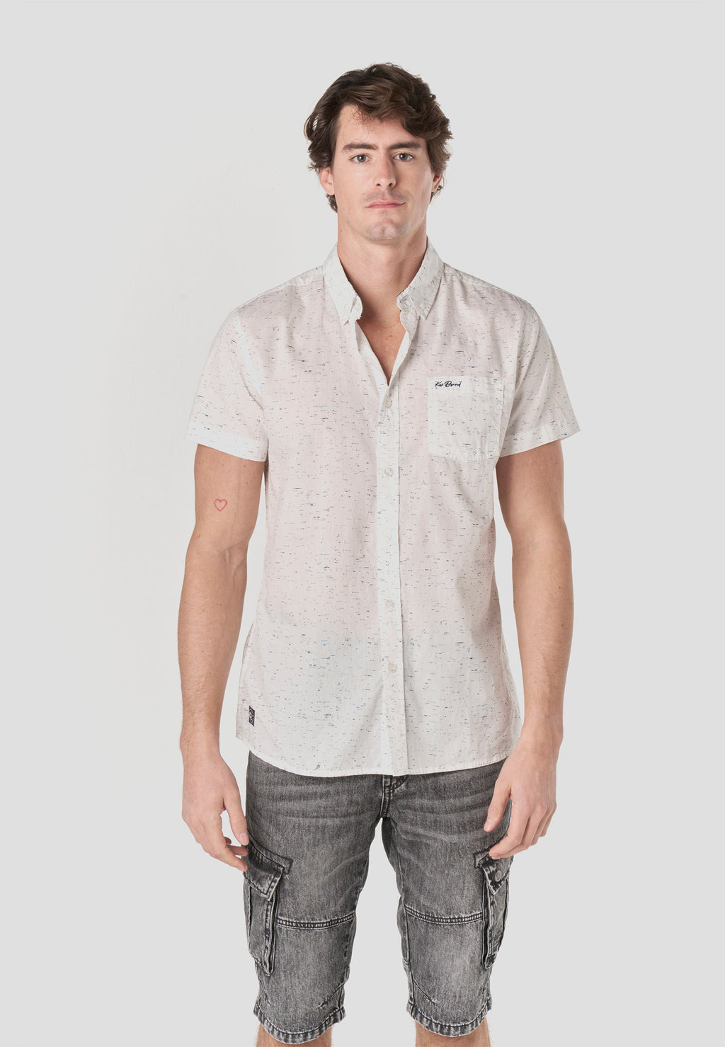 Camisa Hombre Manga Corta Popelín Algodón Bolsillo – Koroshi 2611CC32