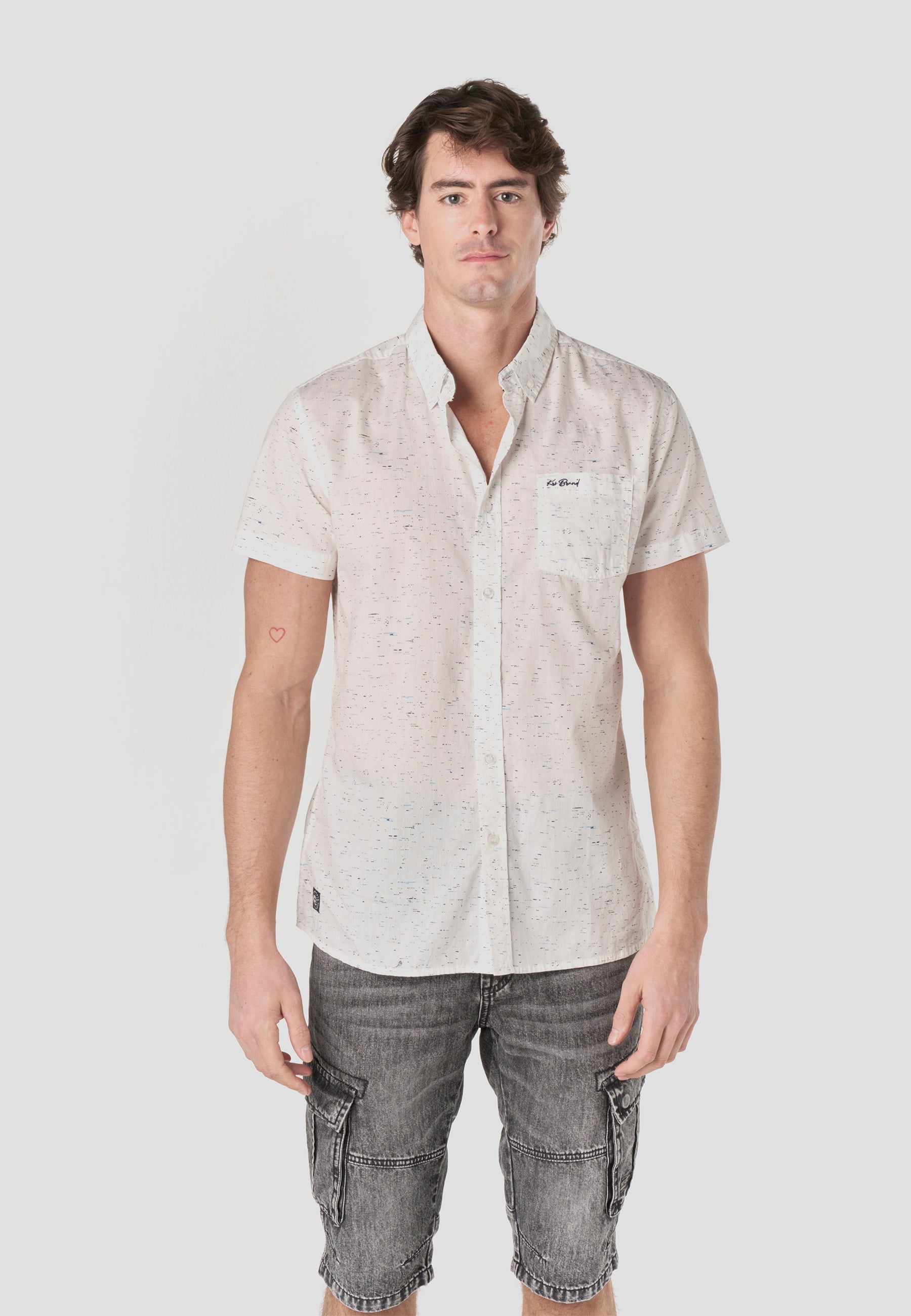 Camisa Hombre Manga Corta Popelín Algodón Bolsillo – Koroshi 2611CC32