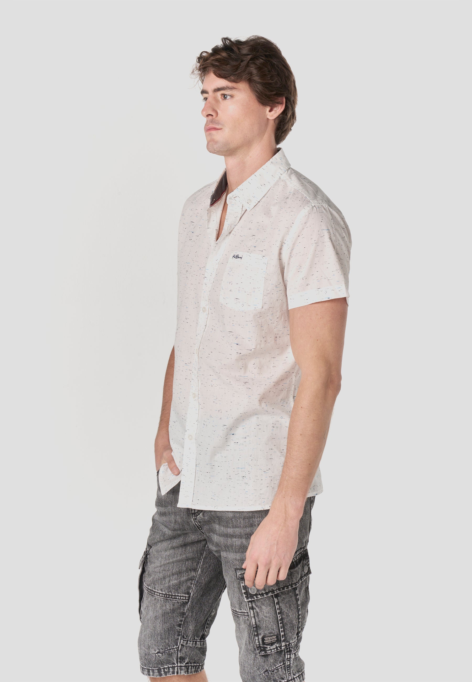 Camisa Hombre Manga Corta Popelín Algodón Bolsillo – Koroshi 2611CC32