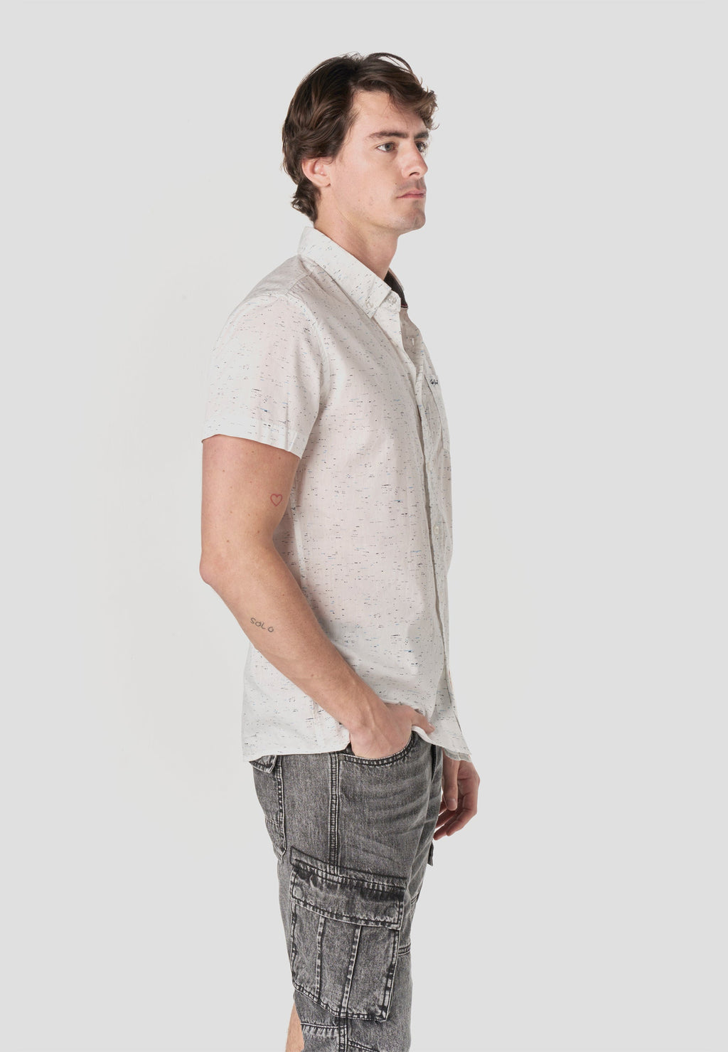 Camisa Hombre Manga Corta Popelín Algodón Bolsillo – Koroshi 2611CC32