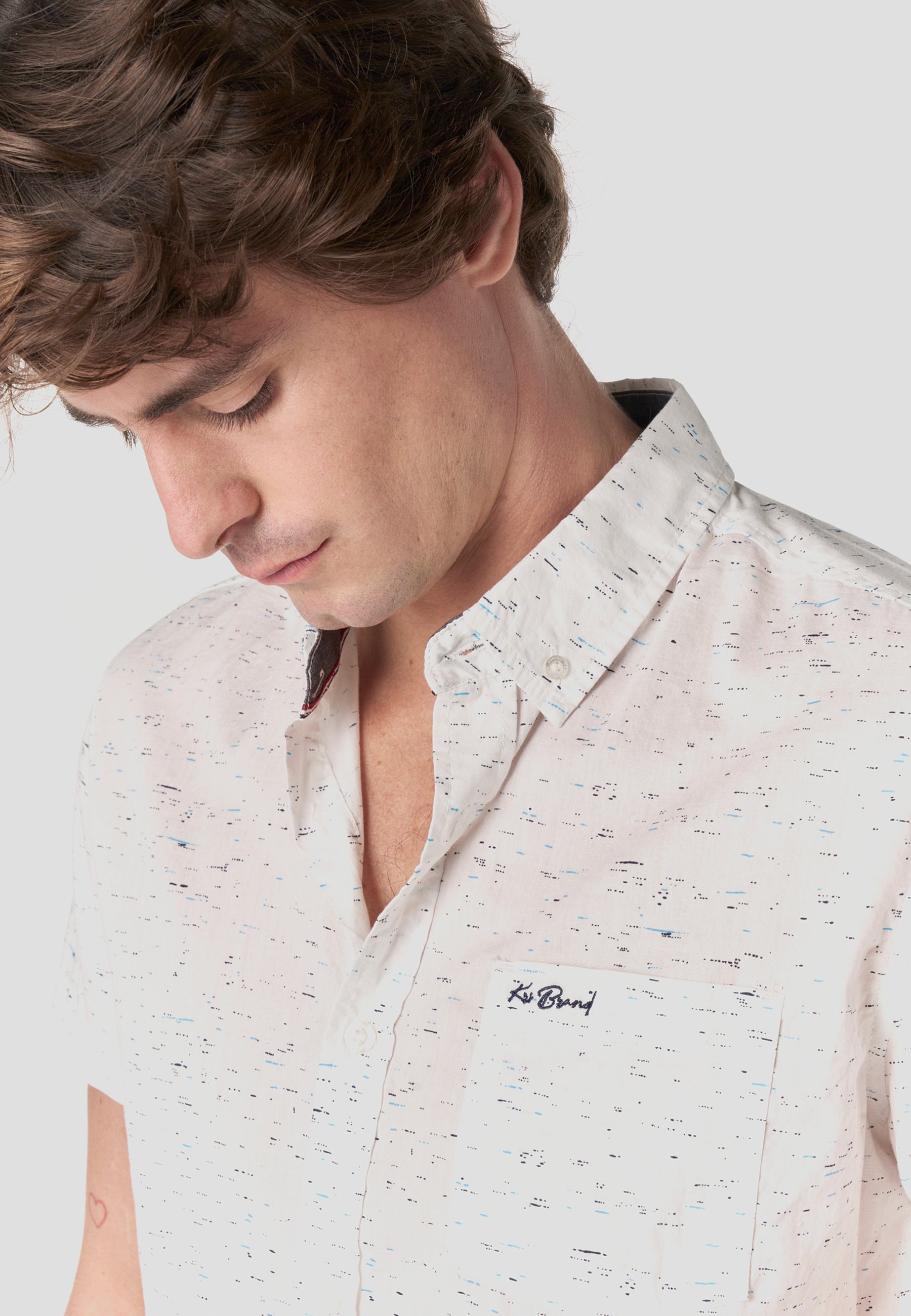 Camisa Hombre Manga Corta Popelín Algodón Bolsillo – Koroshi 2611CC32