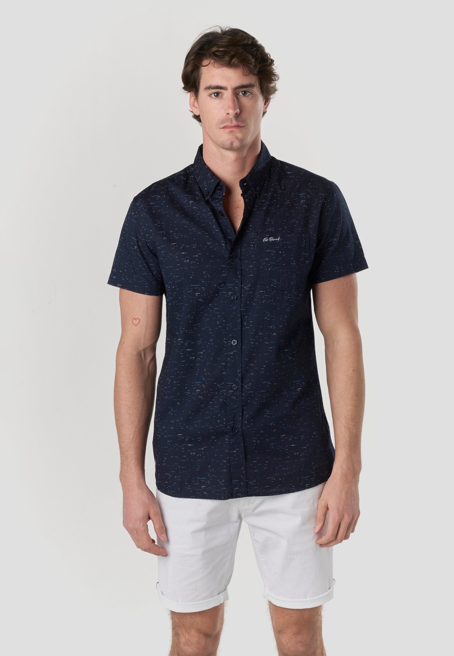 Camisa Hombre Manga Corta Popelín Algodón Bolsillo – Koroshi 2611CC32