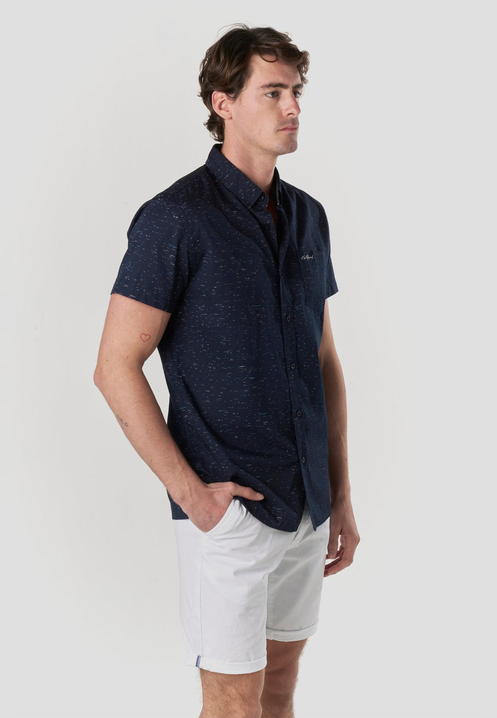 Camisa Hombre Manga Corta Popelín Algodón Bolsillo – Koroshi 2611CC32