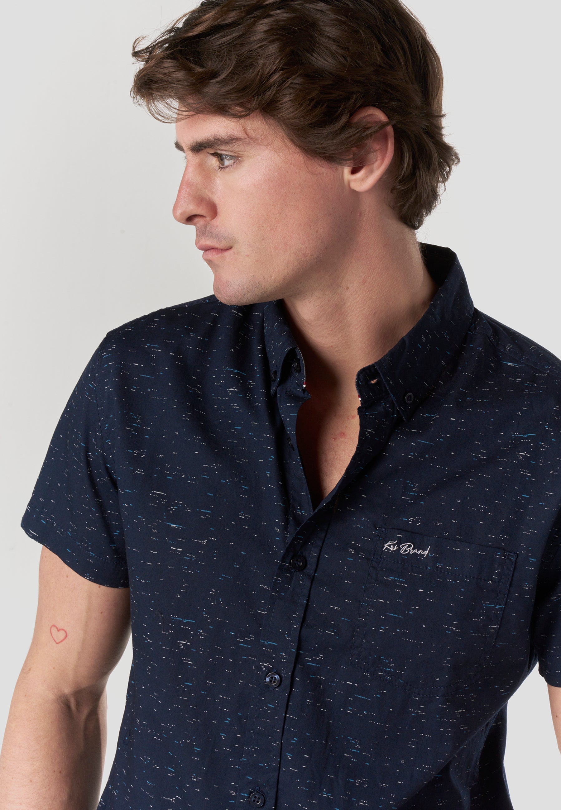 Camisa Hombre Manga Corta Popelín Algodón Bolsillo – Koroshi 2611CC32