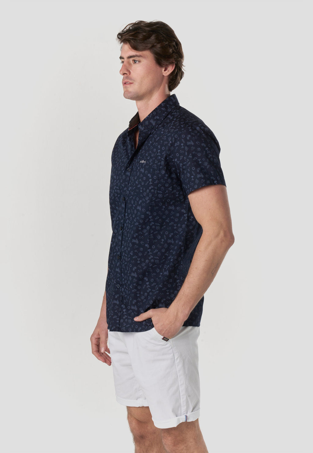 Camisa Hombre Manga Corta Popelín Algodón Bolsillo – Koroshi 2611CC32