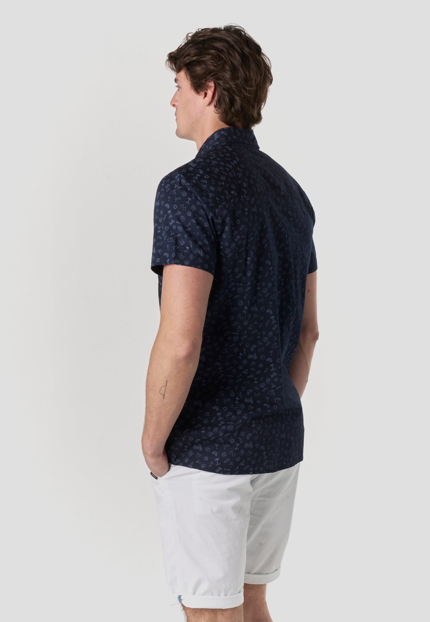 Camisa Hombre Manga Corta Popelín Algodón Bolsillo – Koroshi 2611CC32