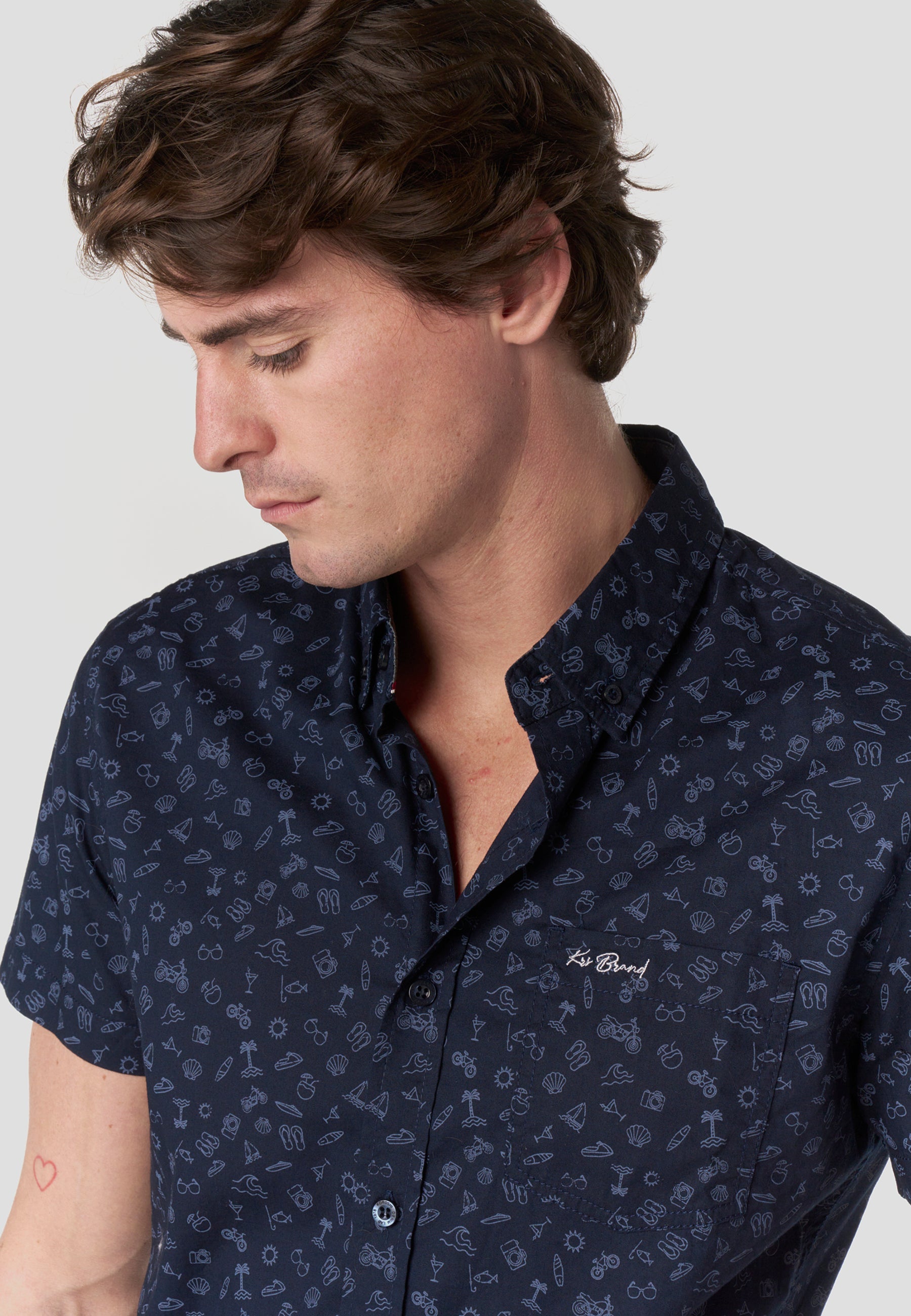 Camisa Hombre Manga Corta Popelín Algodón Bolsillo – Koroshi 2611CC32