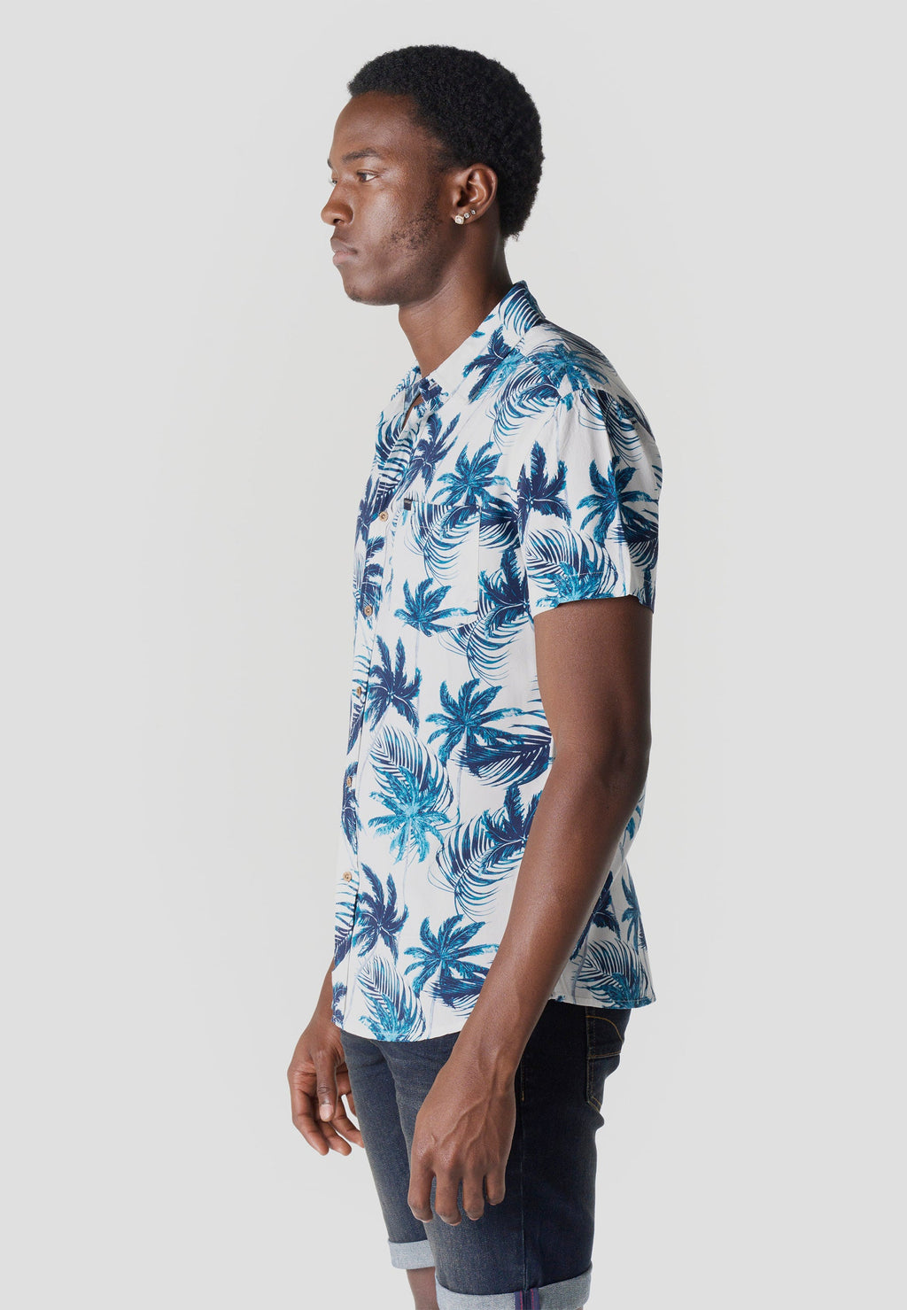 Camisa Hombre Manga Corta Estampado Tropical Viscosa – Koroshi 2611CC36