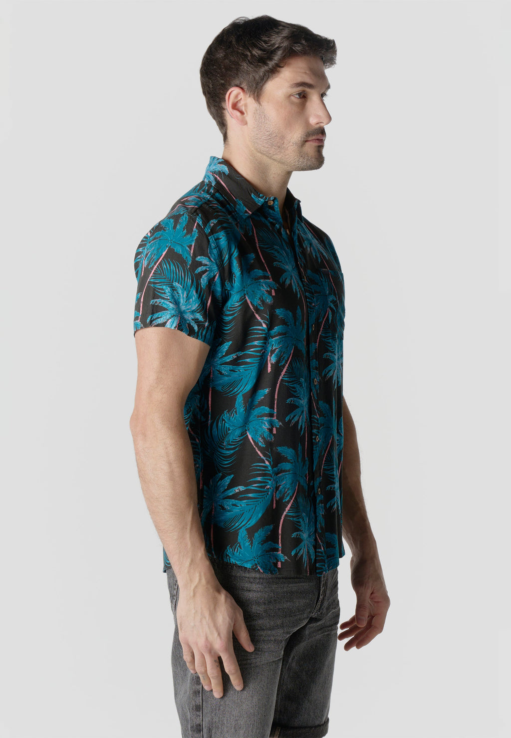Camisa Hombre Manga Corta Estampado Tropical Viscosa – Koroshi 2611CC36