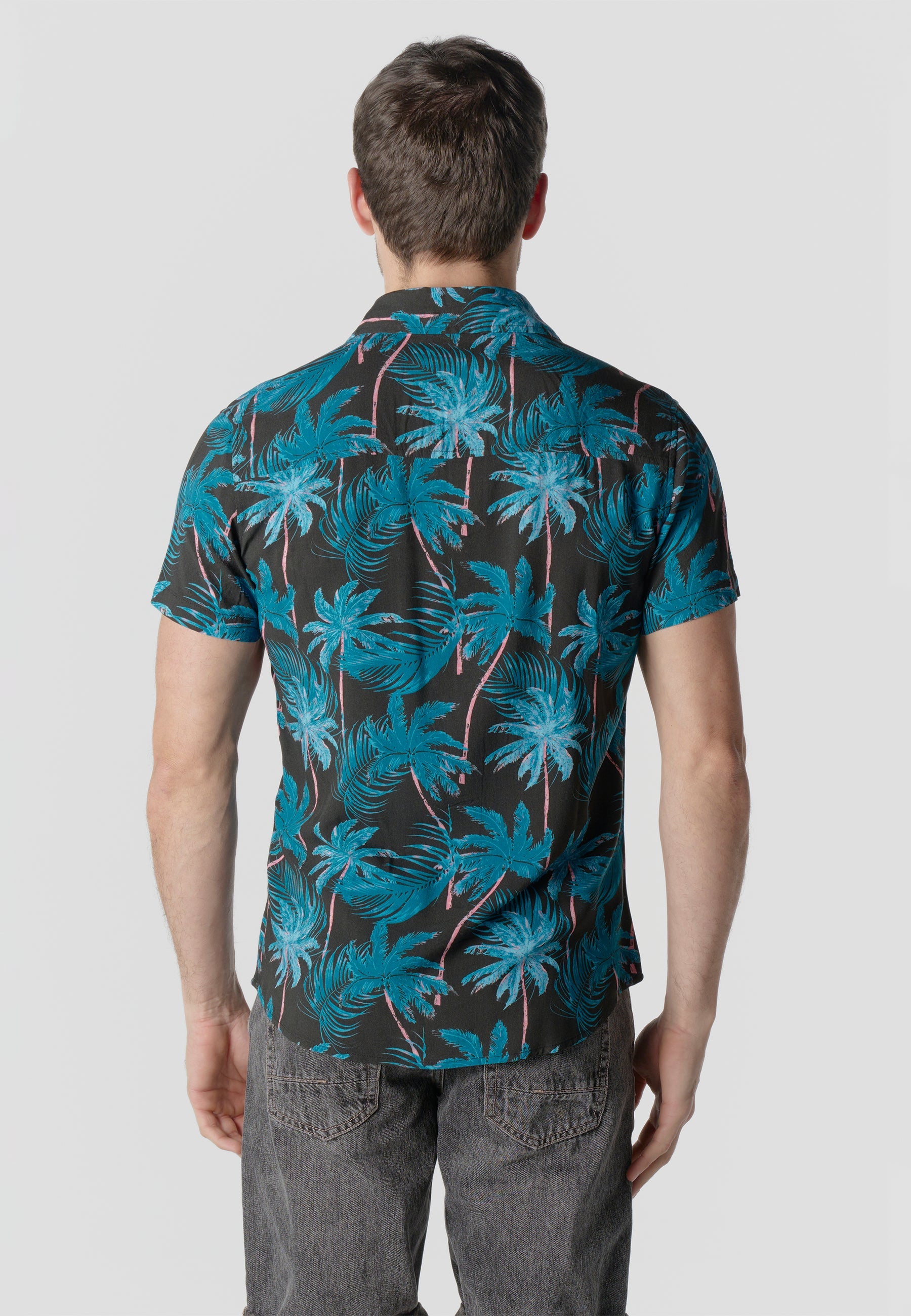 Camisa Hombre Manga Corta Estampado Tropical Viscosa – Koroshi 2611CC36