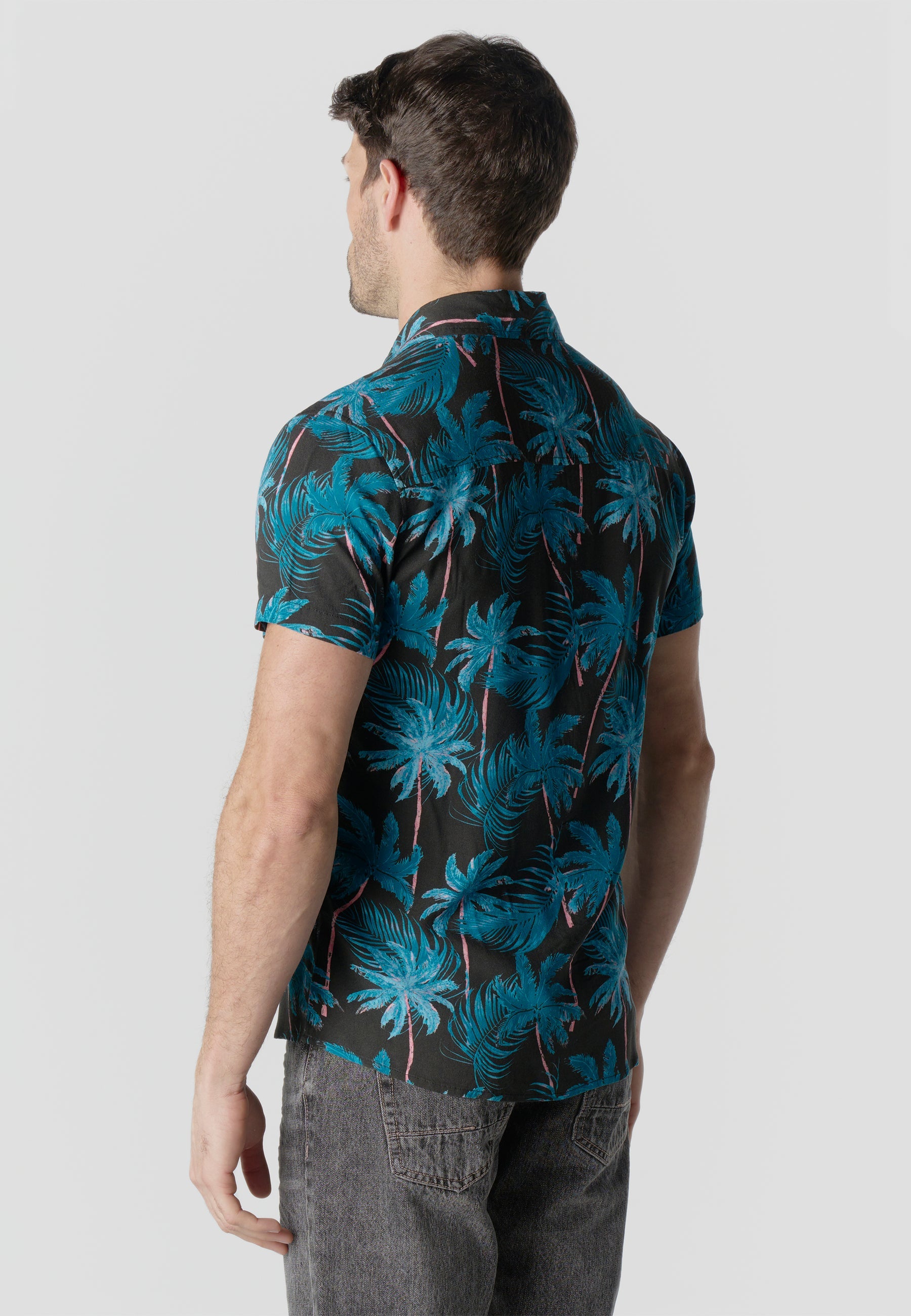 Camisa Hombre Manga Corta Estampado Tropical Viscosa – Koroshi 2611CC36