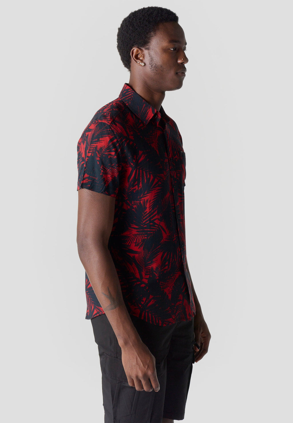 Camisa Hombre Manga Corta Estampado Tropical Viscosa – Koroshi 2611CC36