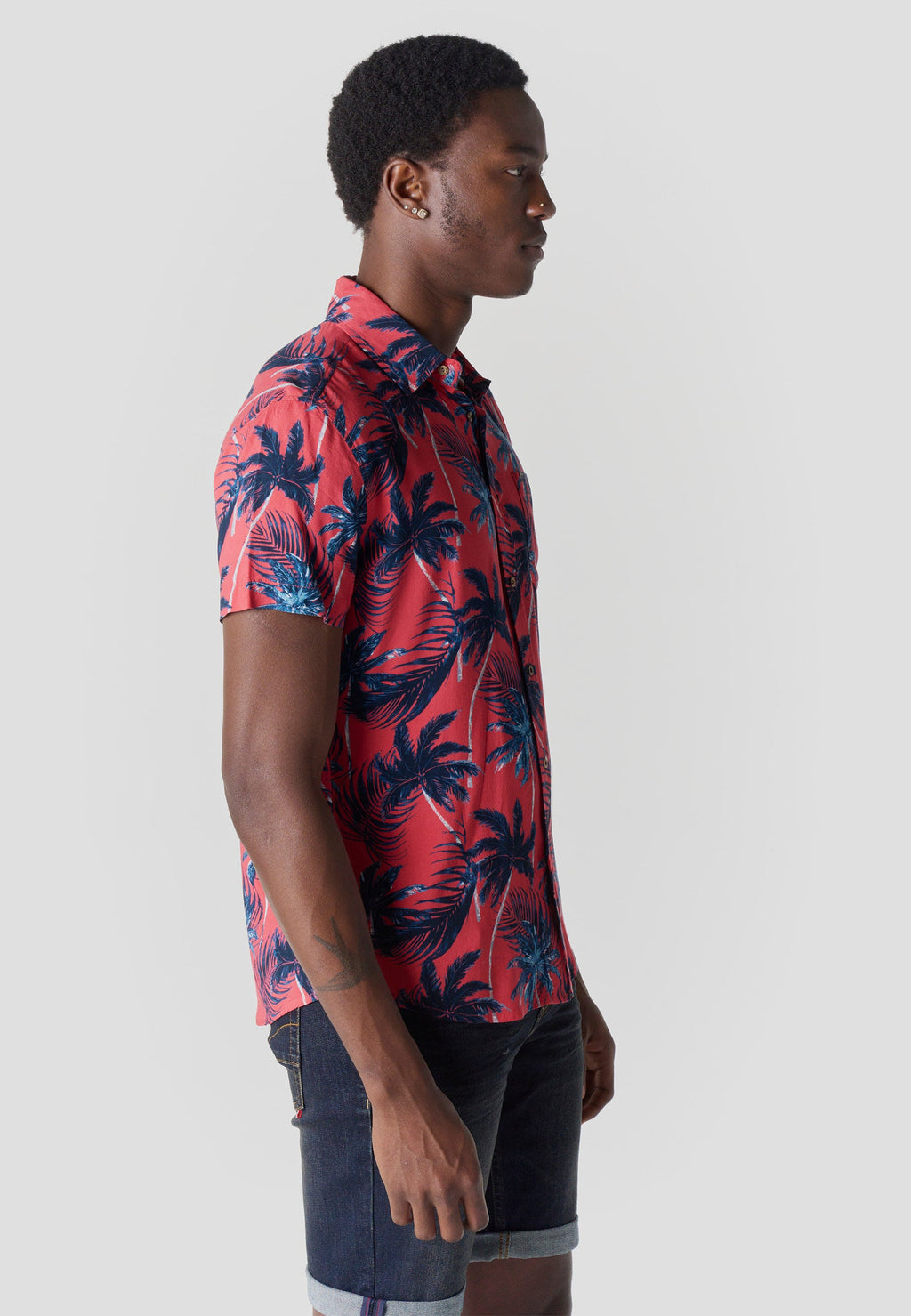 Camisa Hombre Manga Corta Estampado Tropical Viscosa – Koroshi 2611CC36