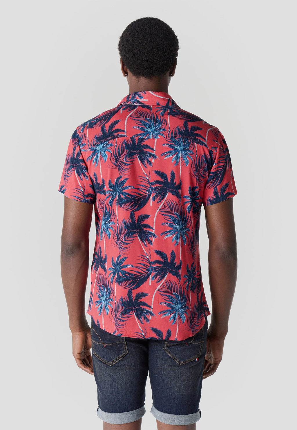 Camisa Hombre Manga Corta Estampado Tropical Viscosa – Koroshi 2611CC36