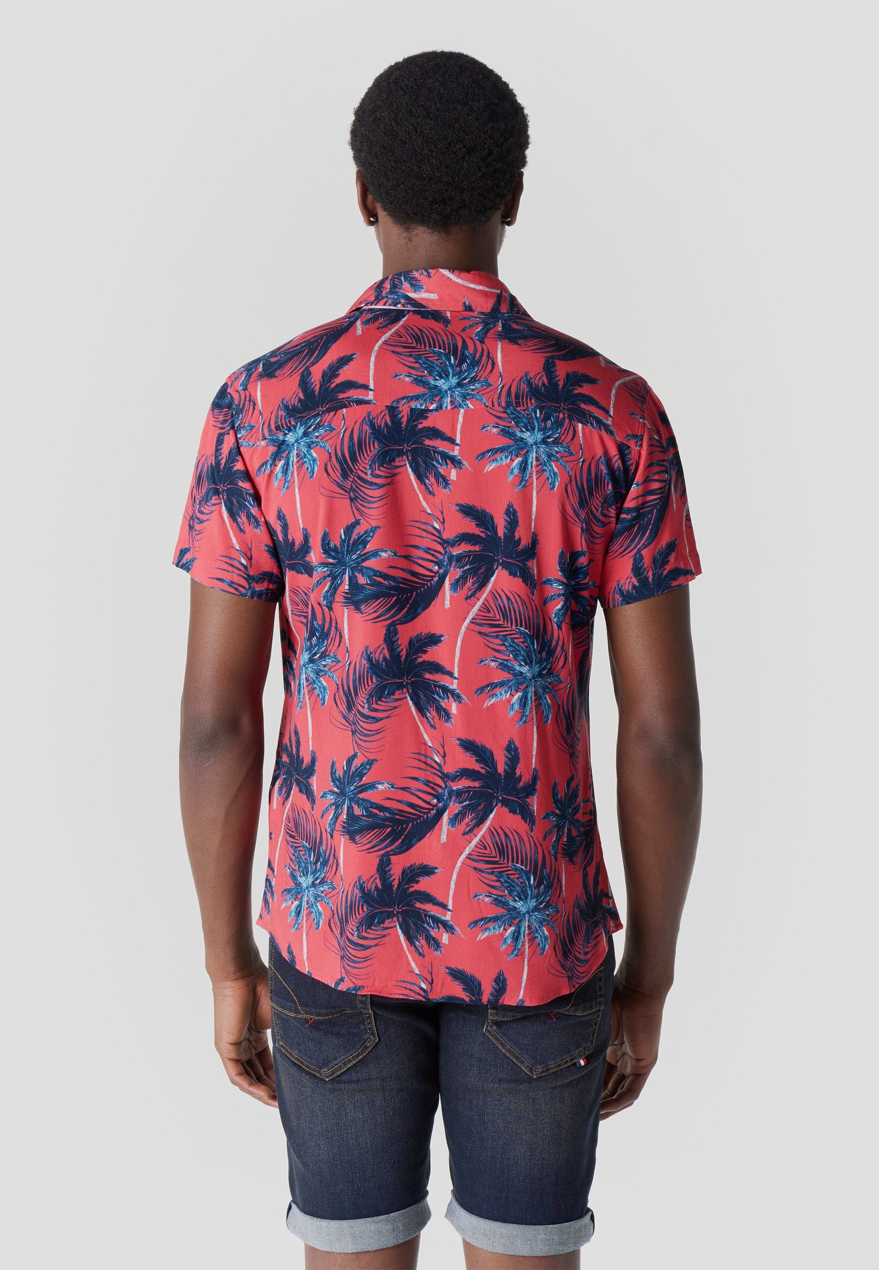 Camisa Hombre Manga Corta Estampado Tropical Viscosa – Koroshi 2611CC36
