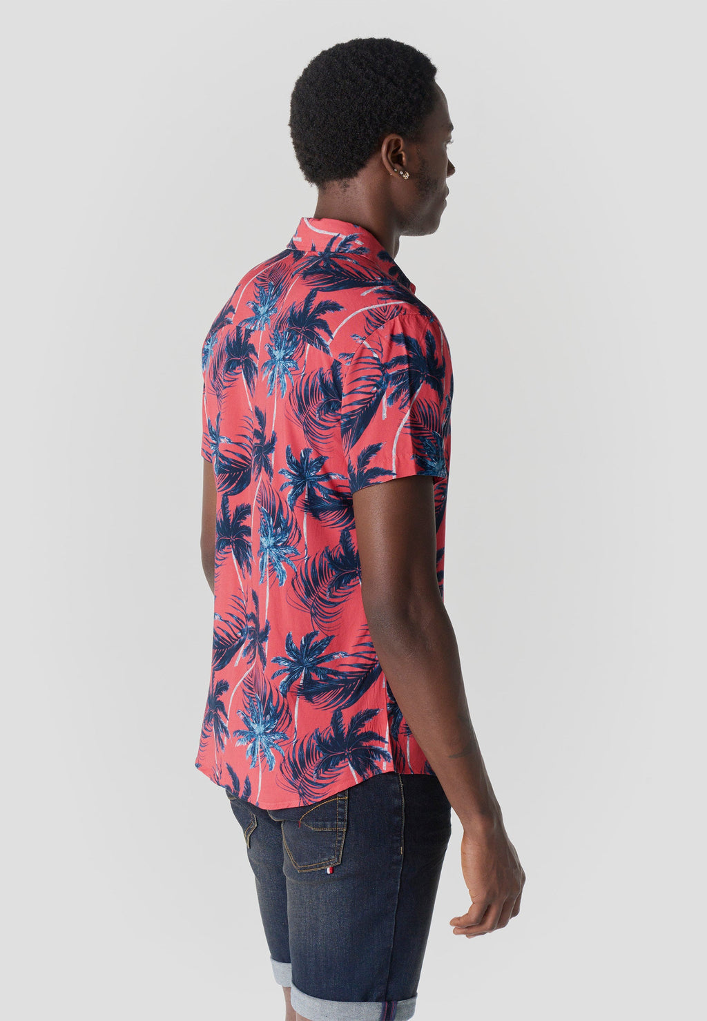 Camisa Hombre Manga Corta Estampado Tropical Viscosa – Koroshi 2611CC36