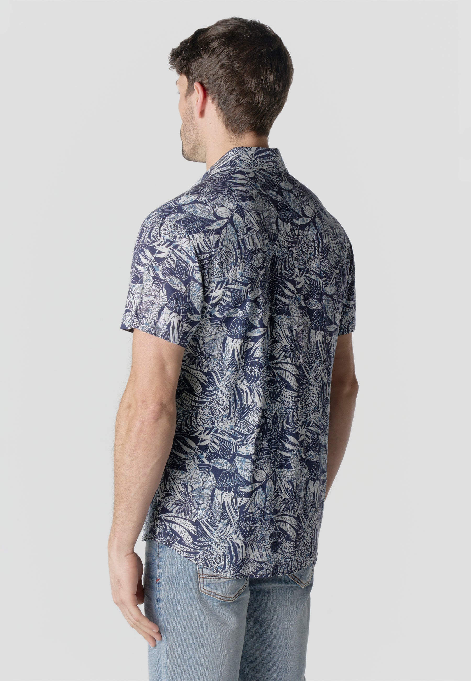 Camisa Hombre Manga Corta Estampado Tropical Viscosa – Koroshi 2611CC37
