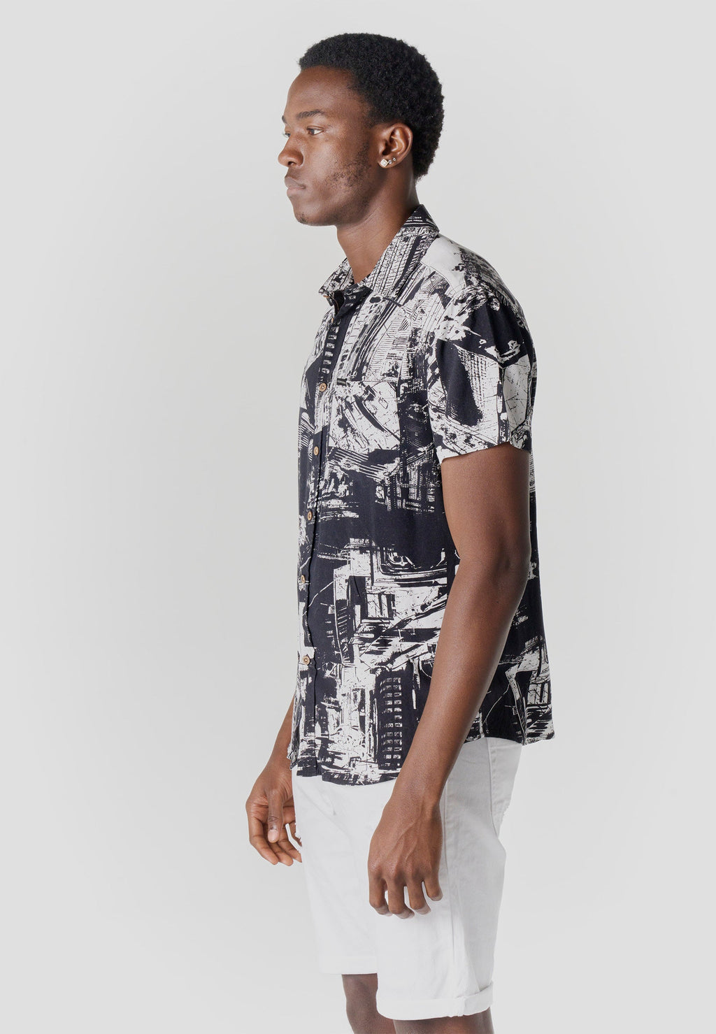 Camisa Hombre Manga Corta Estampado Tropical Viscosa – Koroshi 2611CC37