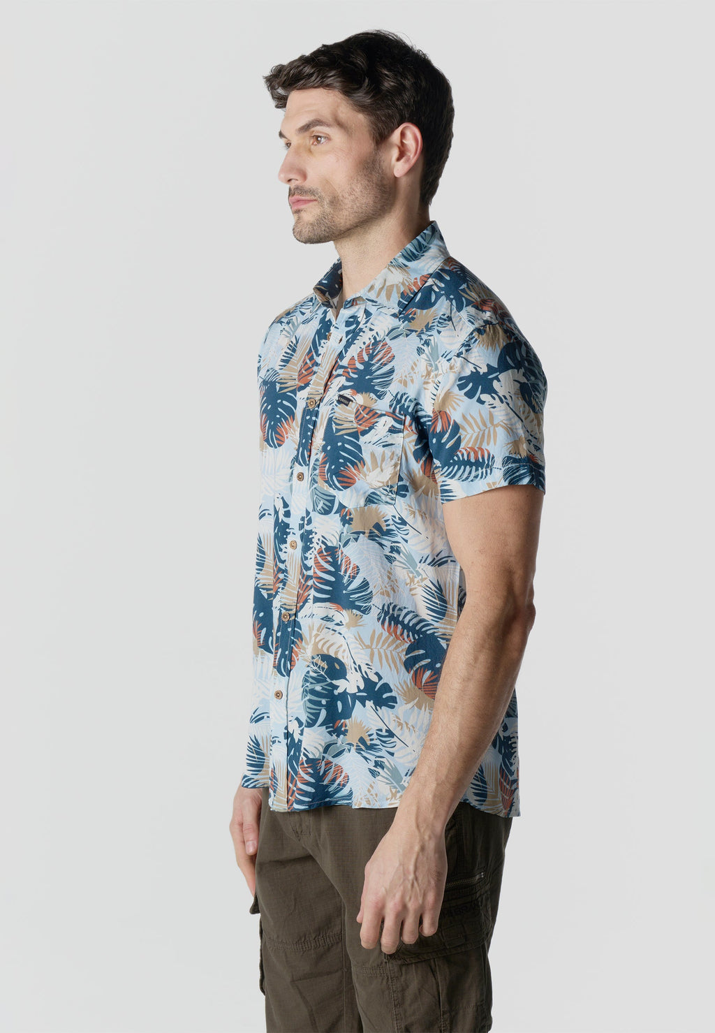 Camisa Hombre Manga Corta Estampado Tropical Viscosa – Koroshi 2611CC37
