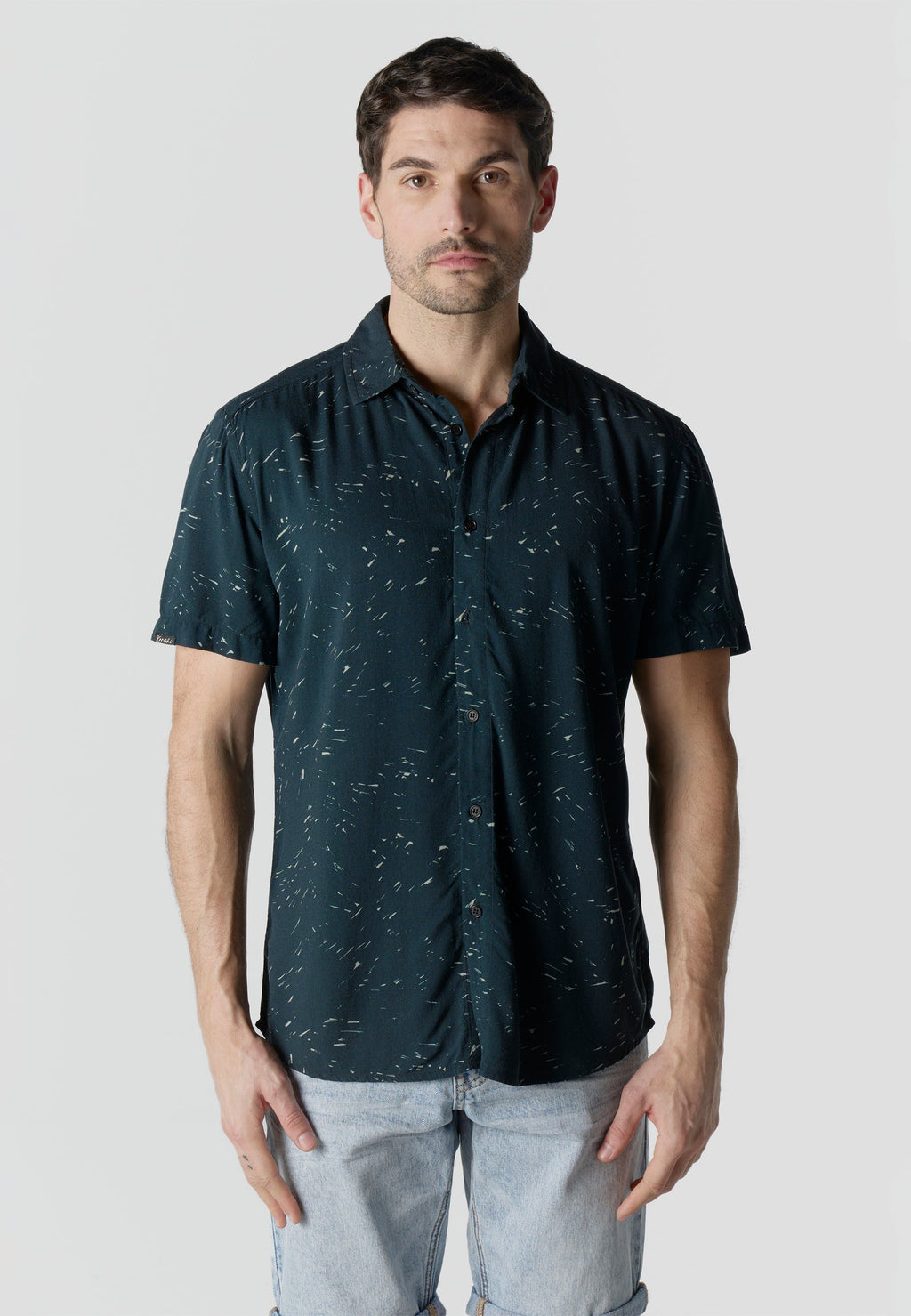 Camisa Hombre Manga Corta Estampada Casual Viscosa – Koroshi 2611CC38