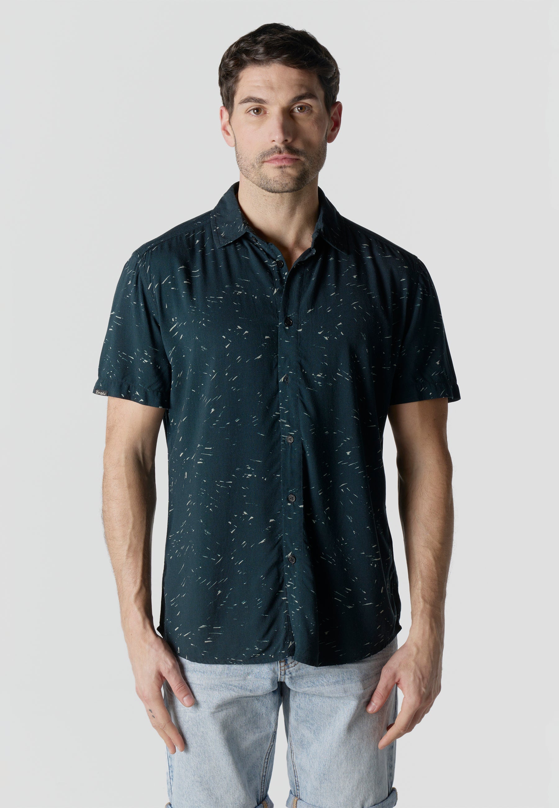 Camisa Hombre Manga Corta Estampada Casual Viscosa – Koroshi 2611CC38