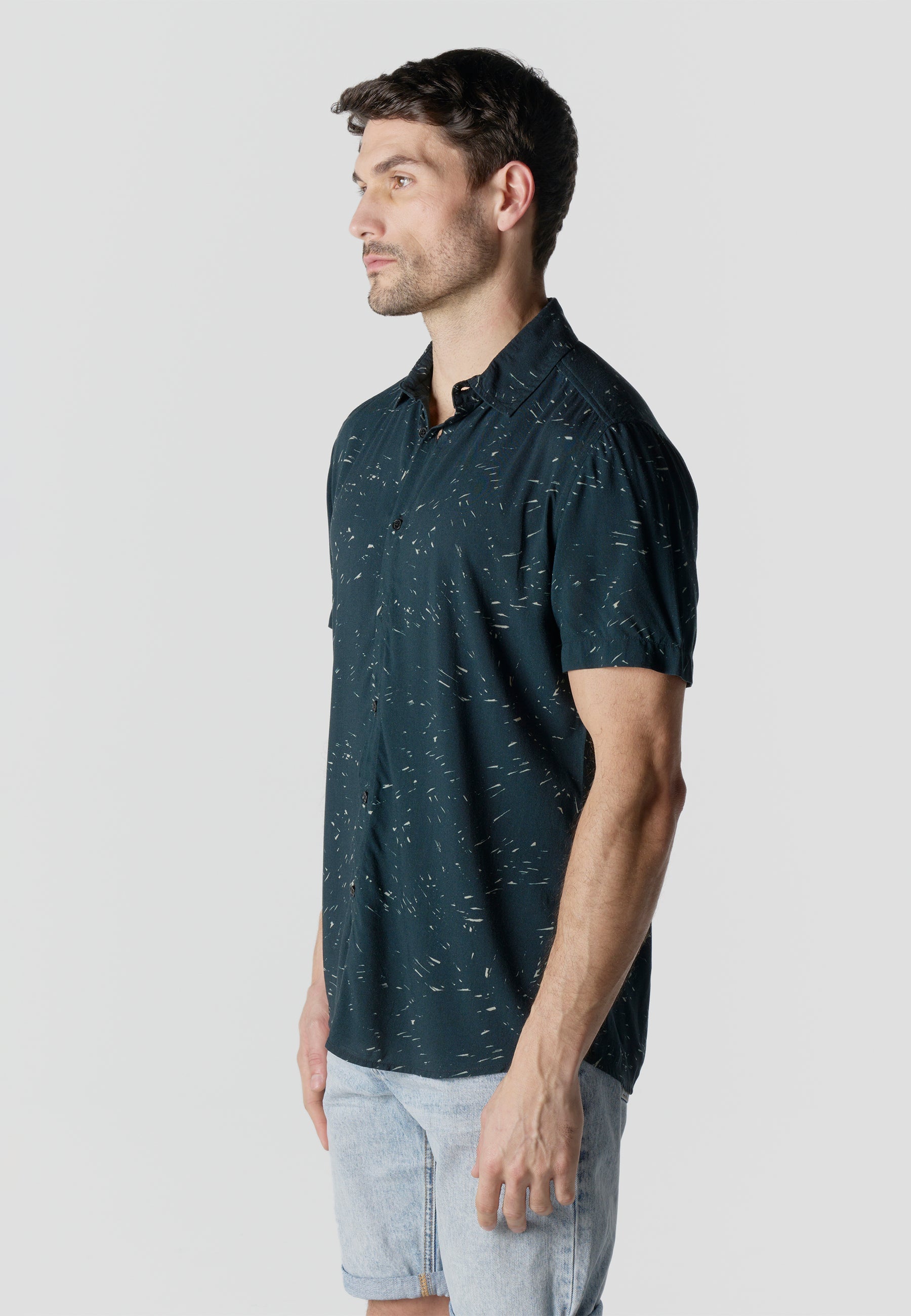 Camisa Hombre Manga Corta Estampada Casual Viscosa – Koroshi 2611CC38