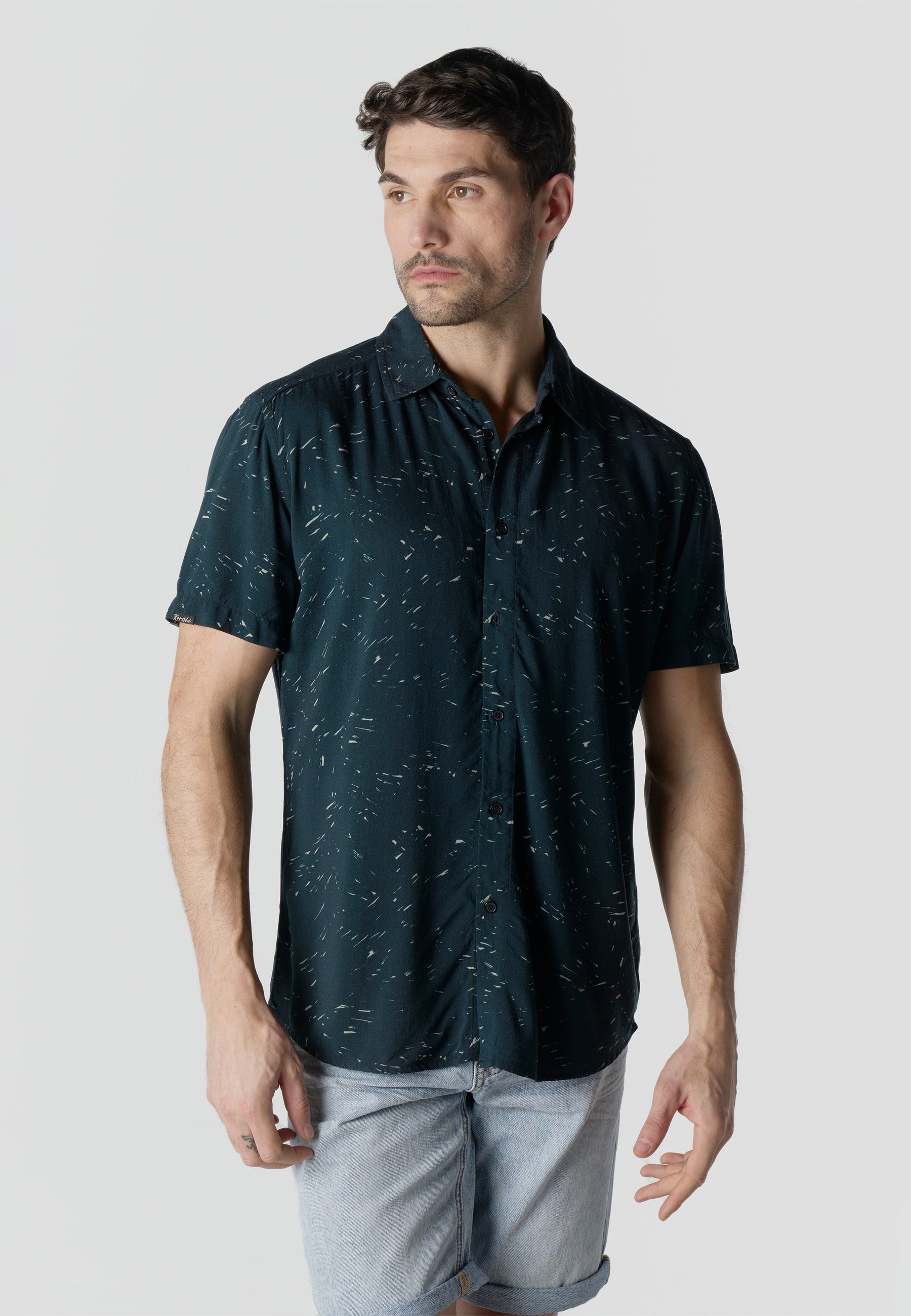 Camisa Hombre Manga Corta Estampada Casual Viscosa – Koroshi 2611CC38