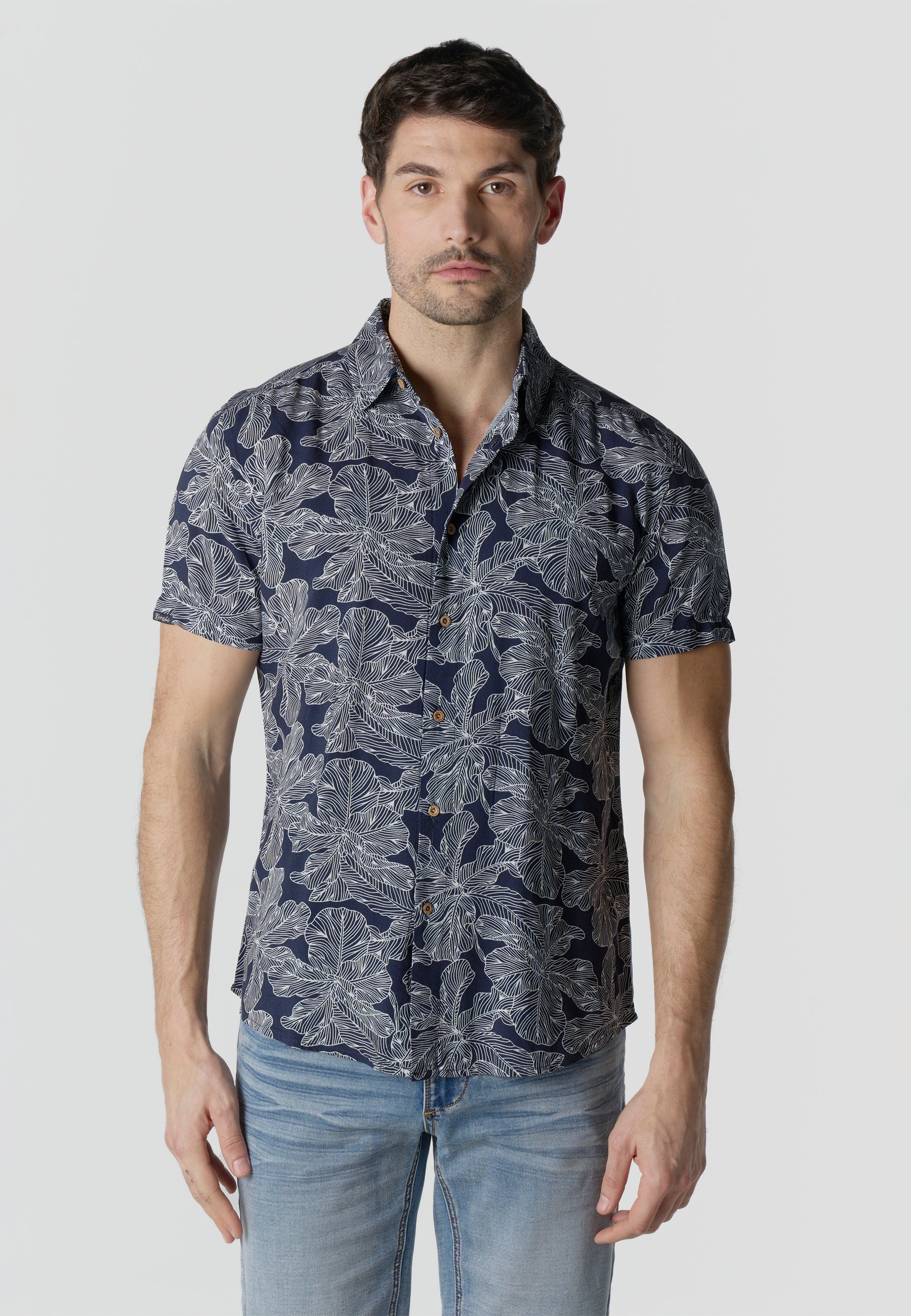 Camisa Hombre Manga Corta Estampada Casual Viscosa – Koroshi 2611CC38
