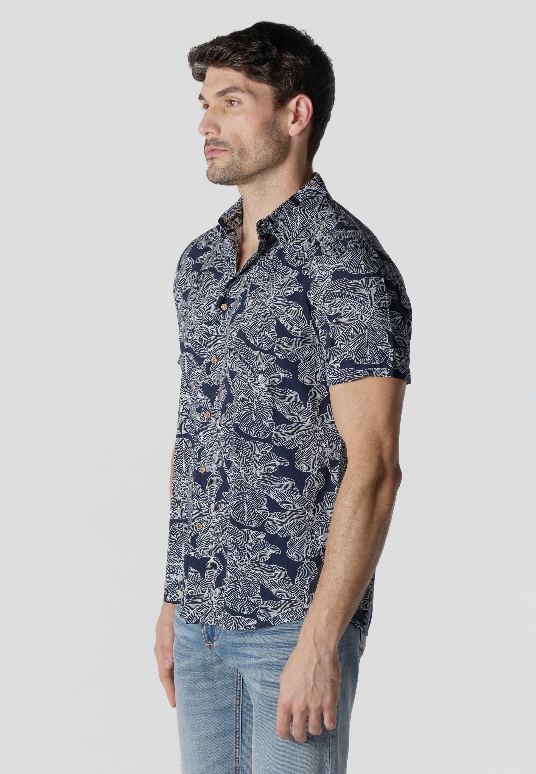 Camisa Hombre Manga Corta Estampada Casual Viscosa – Koroshi 2611CC38