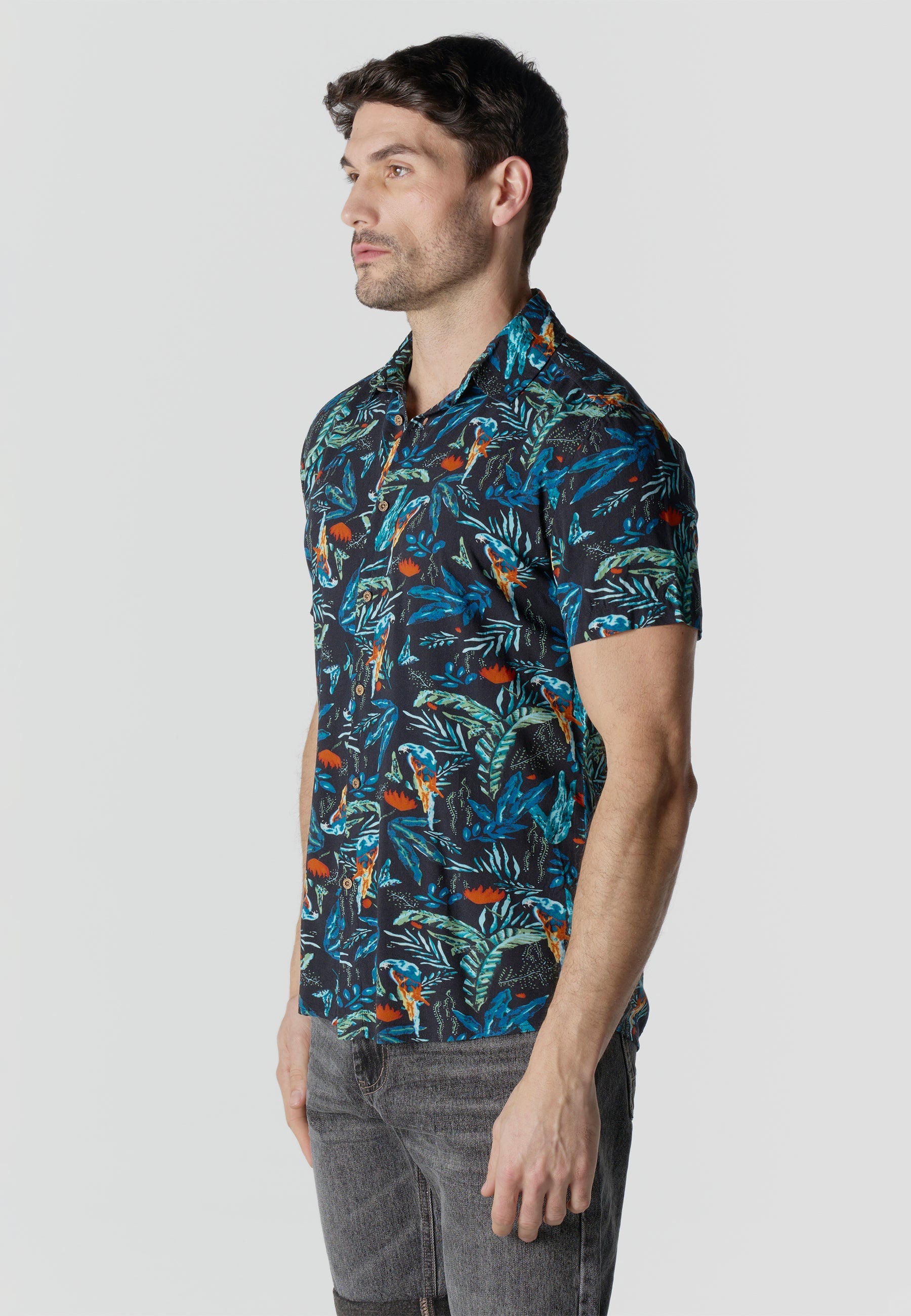 Camisa Hombre Manga Corta Estampada Casual Viscosa – Koroshi 2611CC38