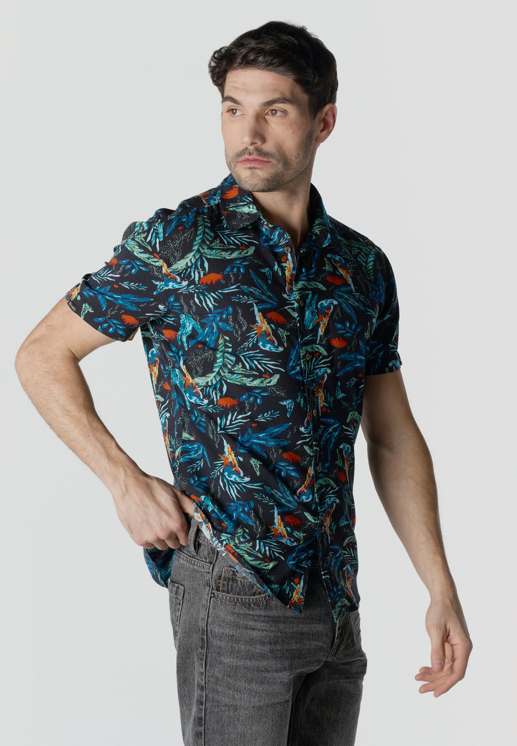 Camisa Hombre Manga Corta Estampada Casual Viscosa – Koroshi 2611CC38