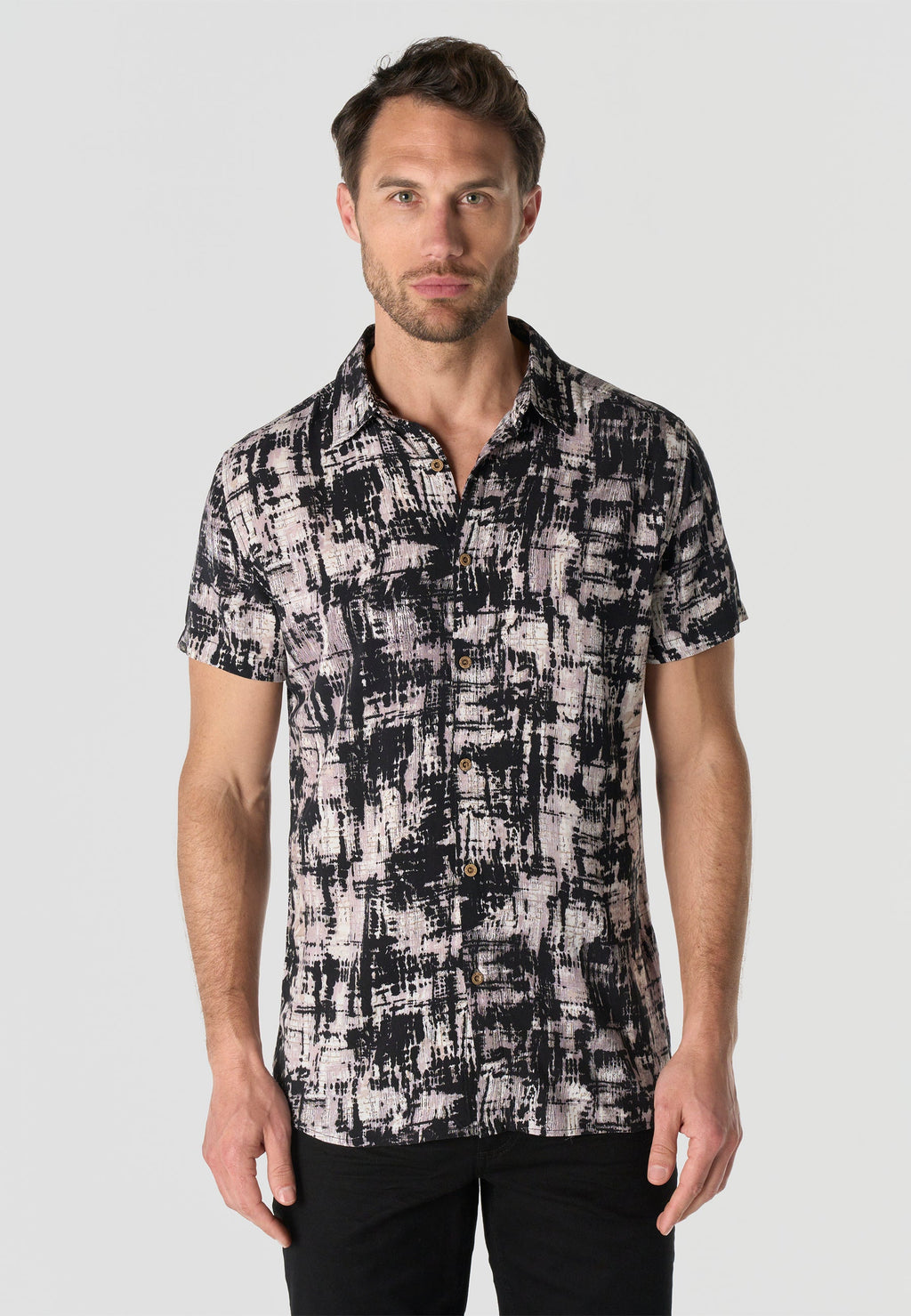 Camisa Hombre Manga Corta Viscosa Estampada – Koroshi 2611CC39