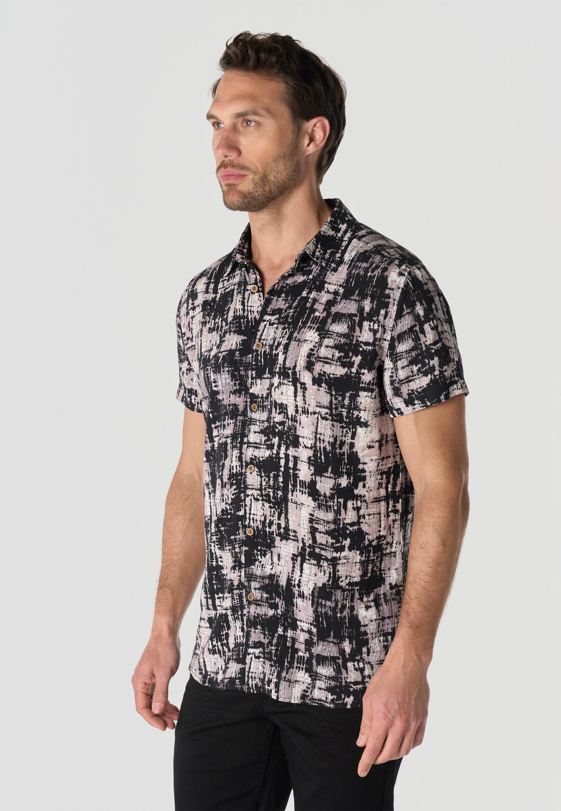 Camisa Hombre Manga Corta Viscosa Estampada – Koroshi 2611CC39
