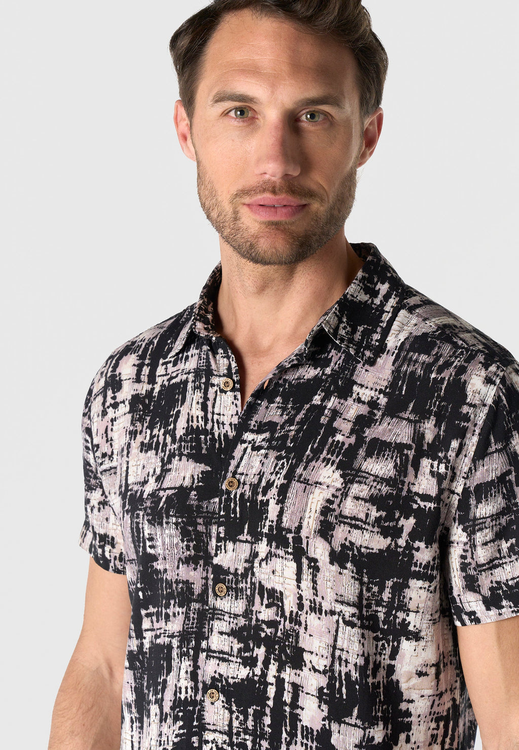 Camisa Hombre Manga Corta Viscosa Estampada – Koroshi 2611CC39