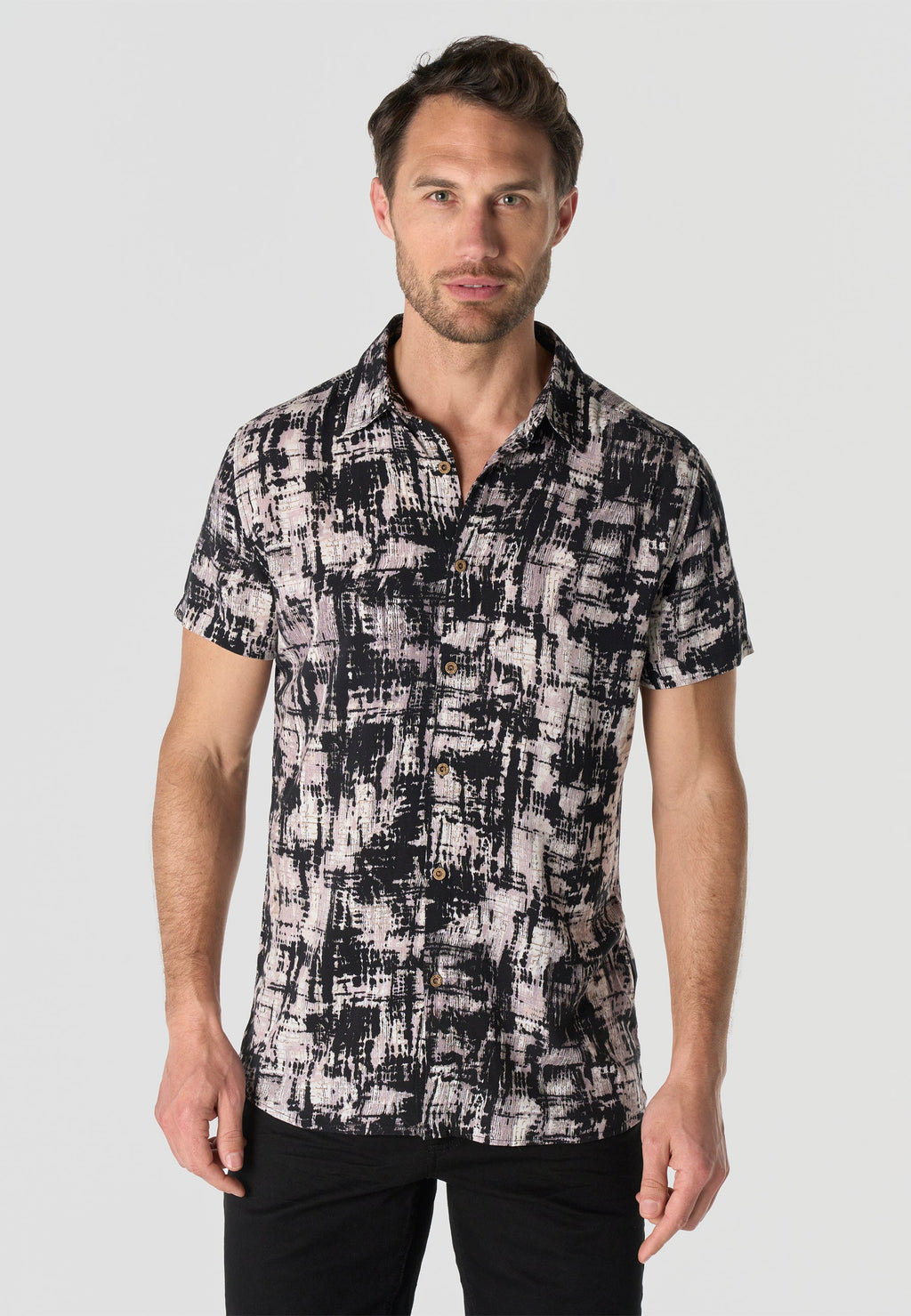 Camisa Hombre Manga Corta Viscosa Estampada – Koroshi 2611CC39