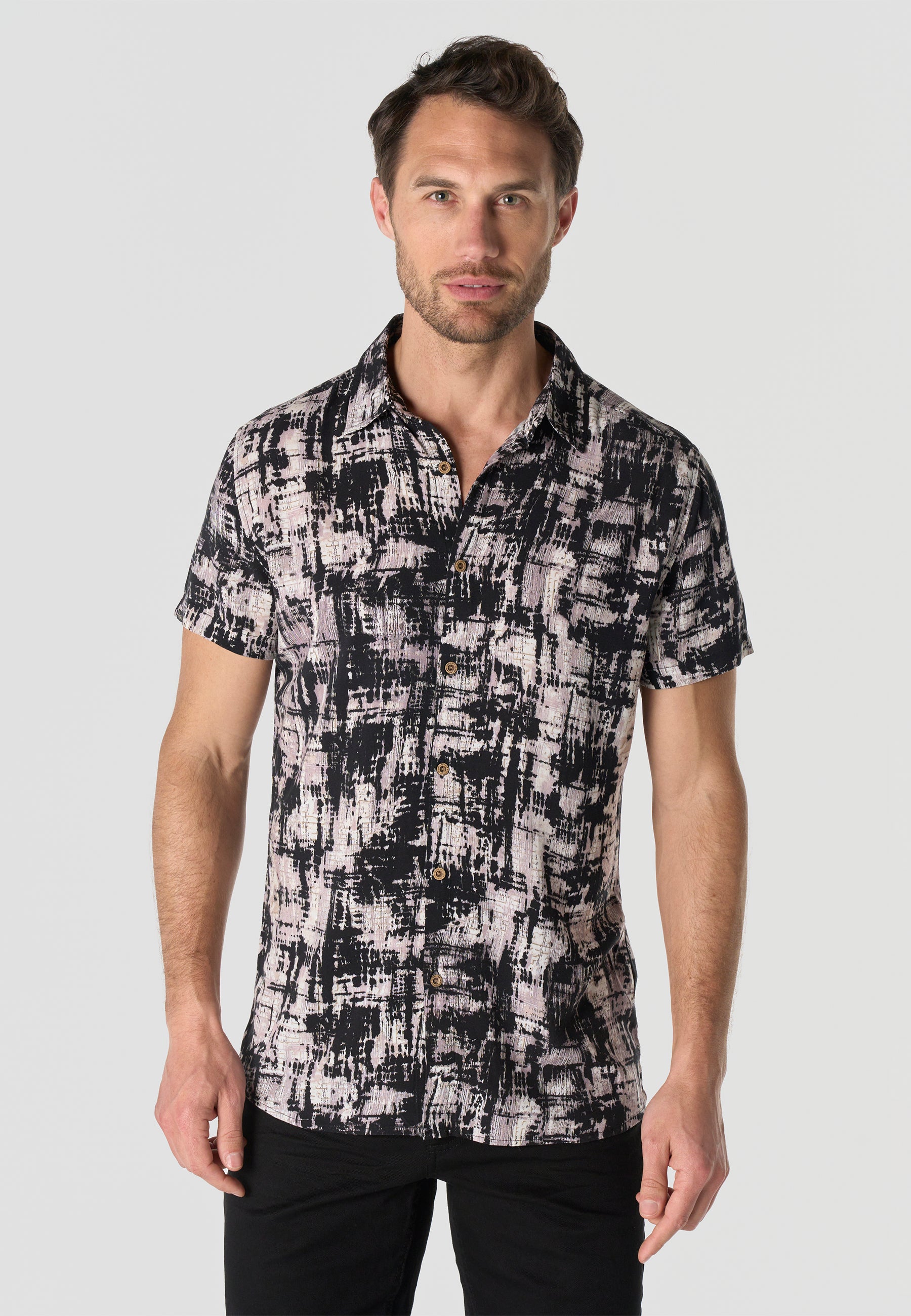 Camisa Hombre Manga Corta Viscosa Estampada – Koroshi 2611CC39