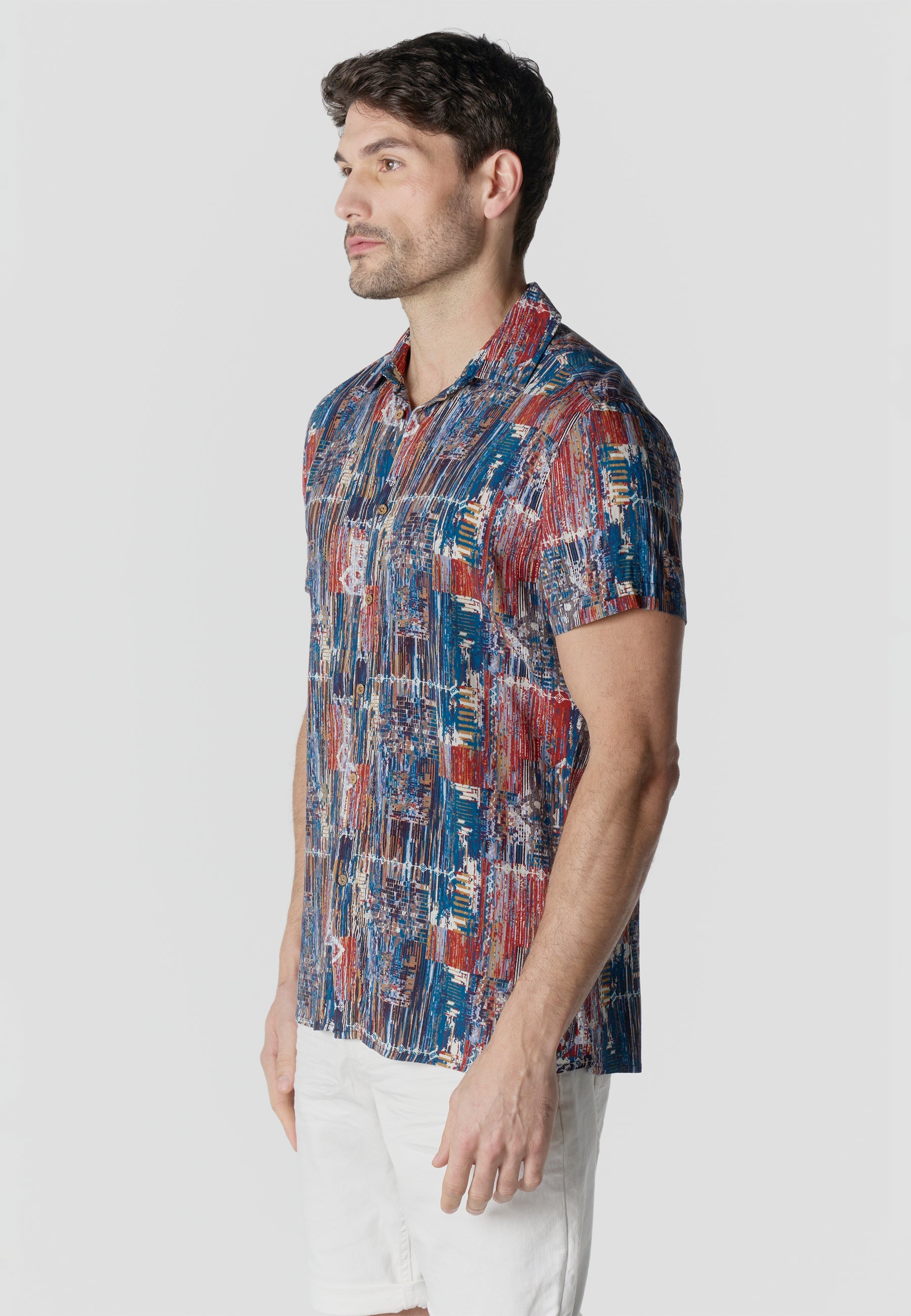 Camisa Hombre Manga Corta Viscosa Estampada – Koroshi 2611CC39
