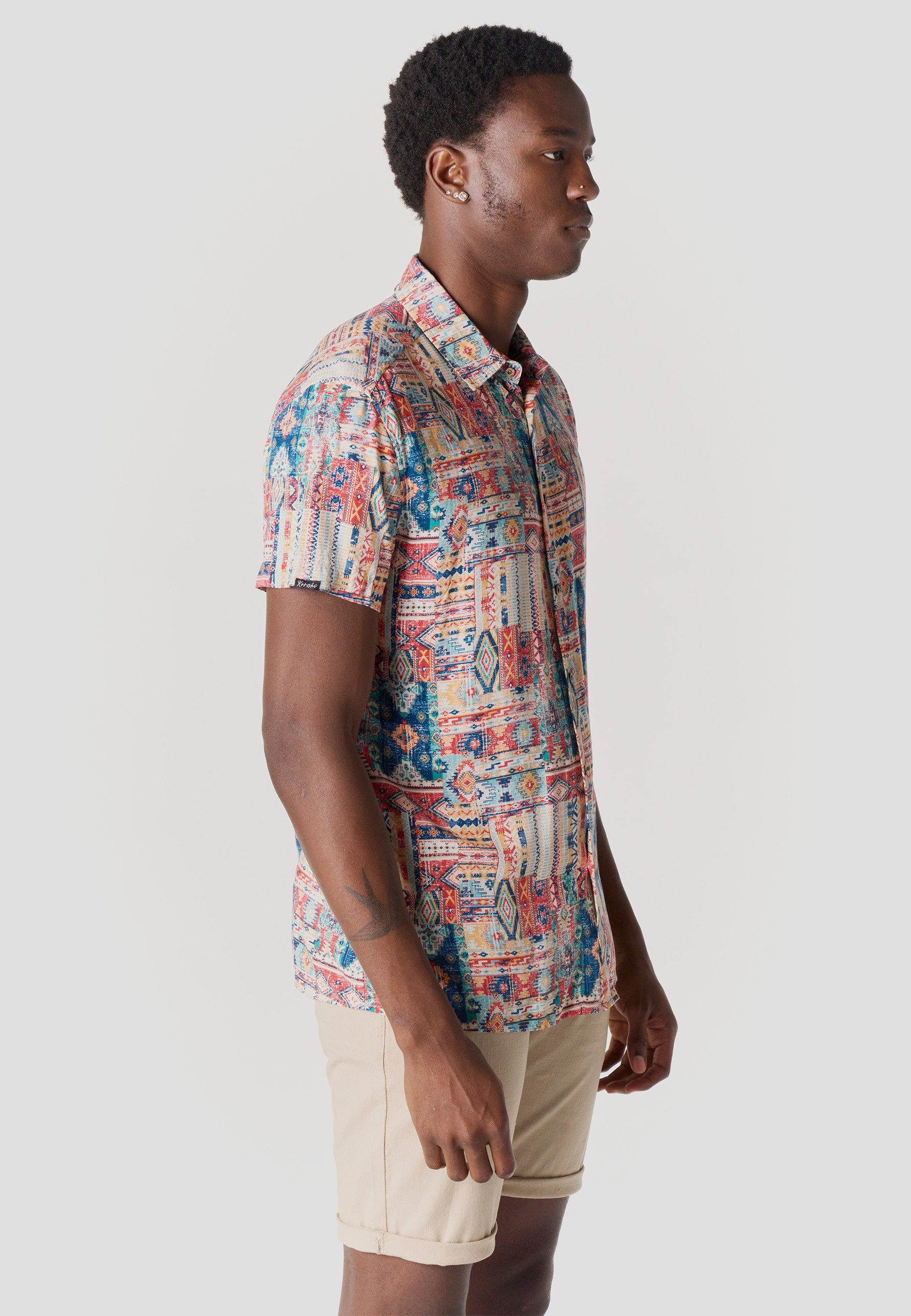 Camisa Hombre Manga Corta Viscosa Estampada – Koroshi 2611CC39