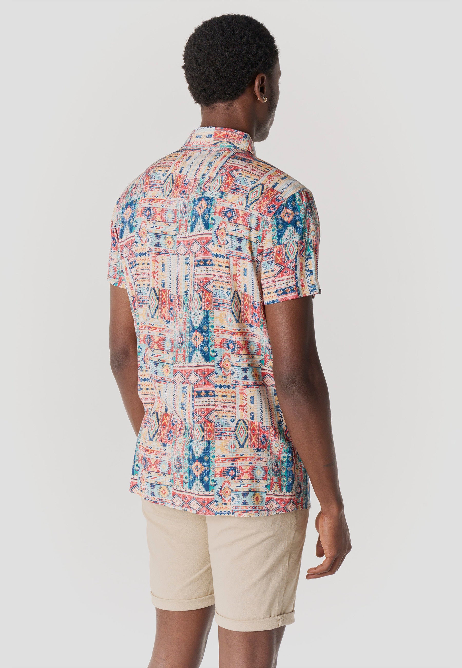 Camisa Hombre Manga Corta Viscosa Estampada – Koroshi 2611CC39