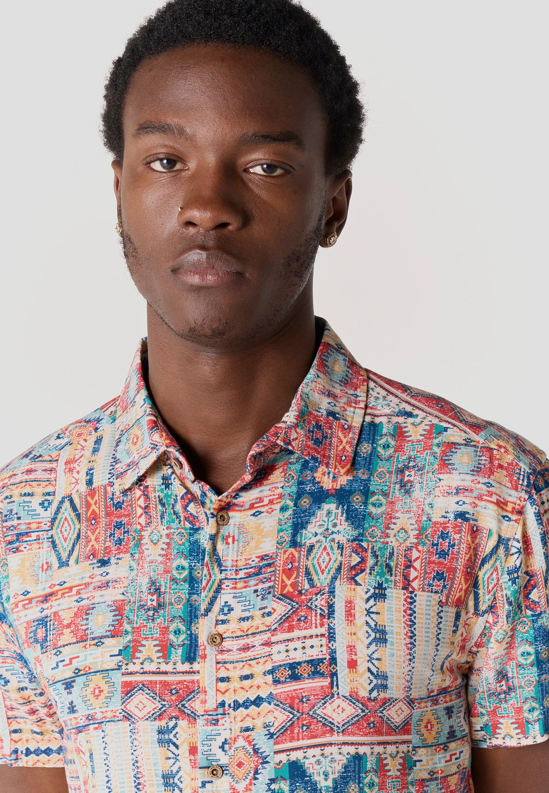 Camisa Hombre Manga Corta Viscosa Estampada – Koroshi 2611CC39