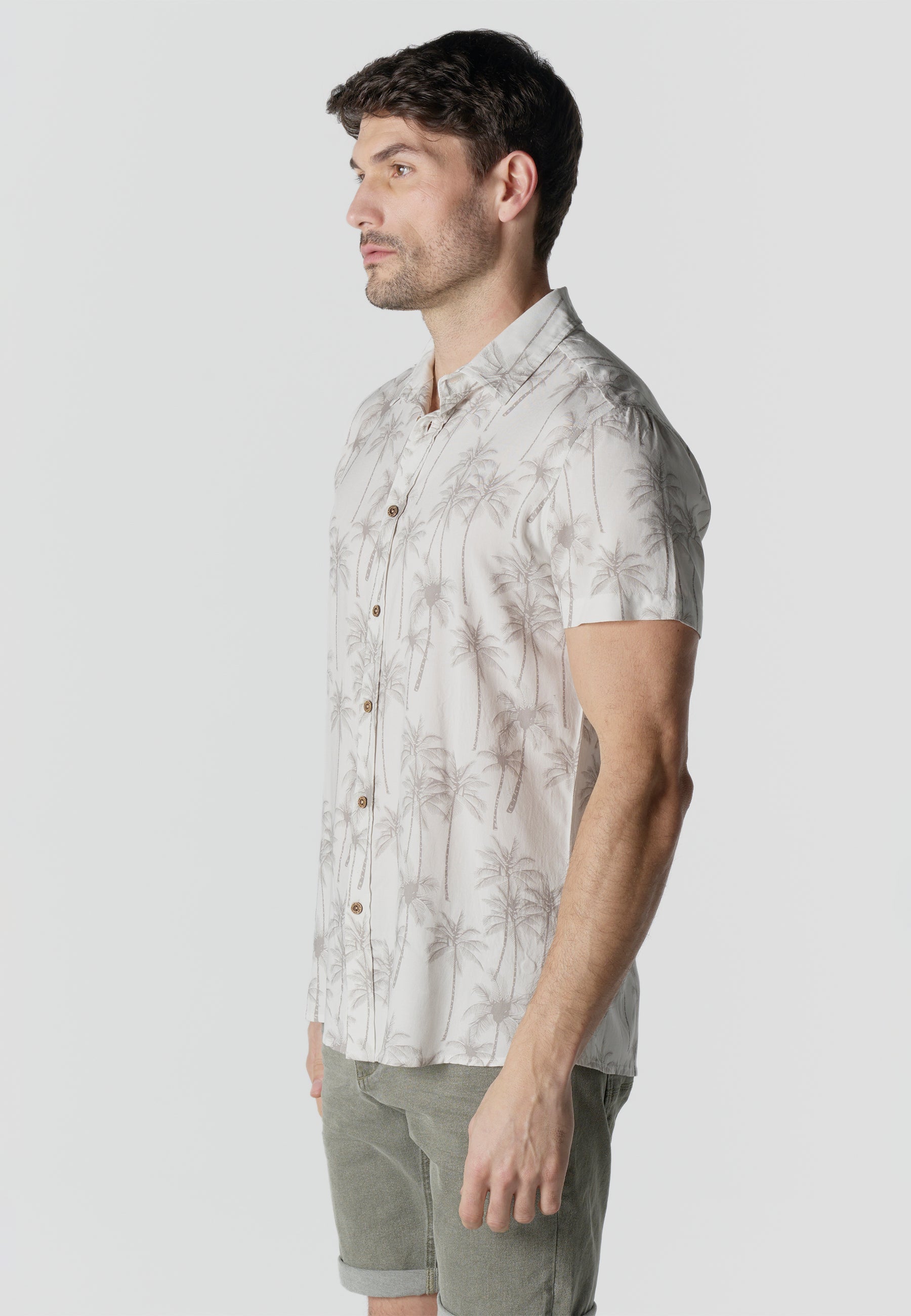 Camisa Hombre Manga Corta Estampado Tropical Viscosa – Koroshi 2611CC40